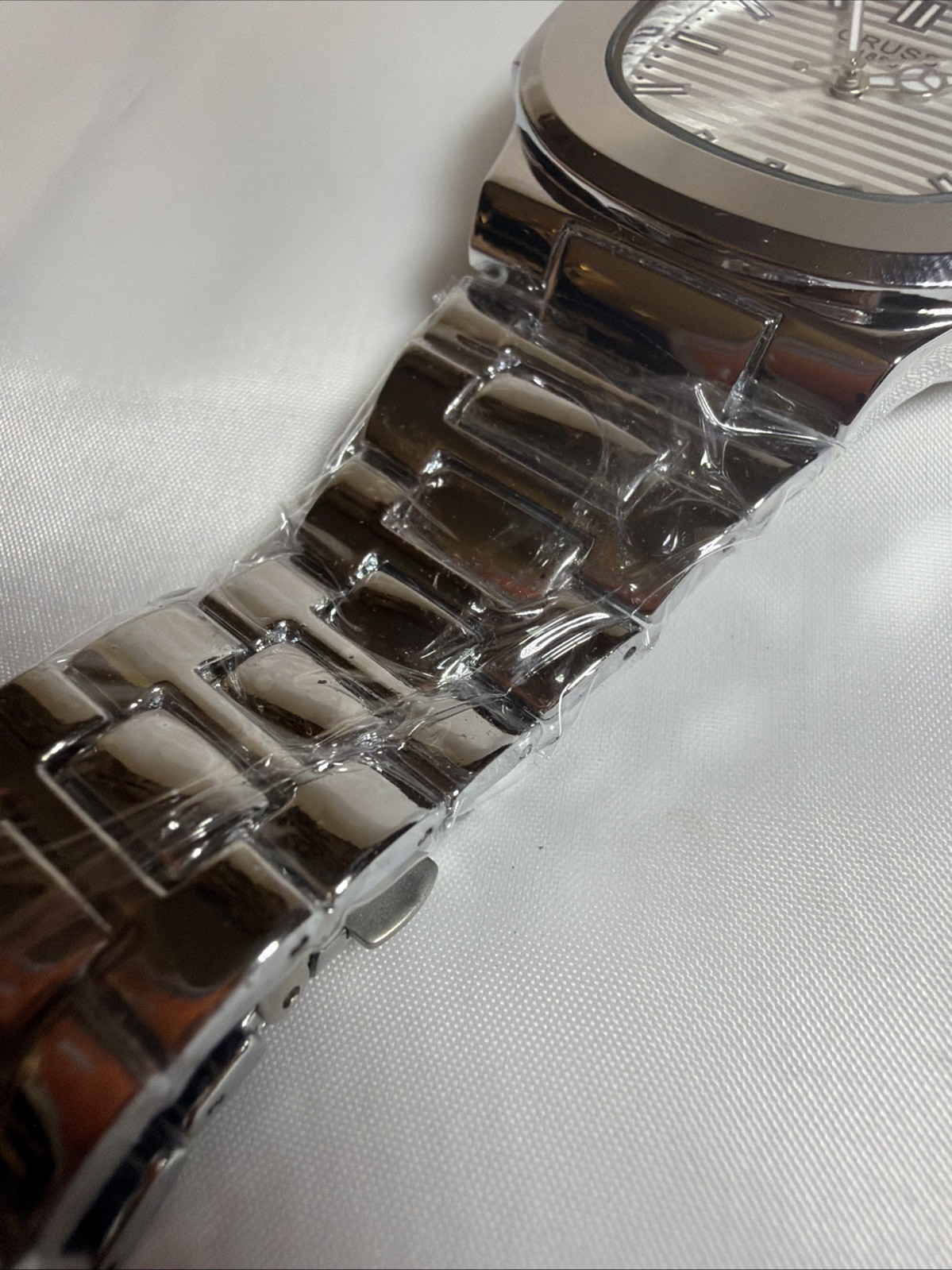 ORUSS Men’s Silver Analog Wristwatch Metal Band Date White Dial Dress/Formal New