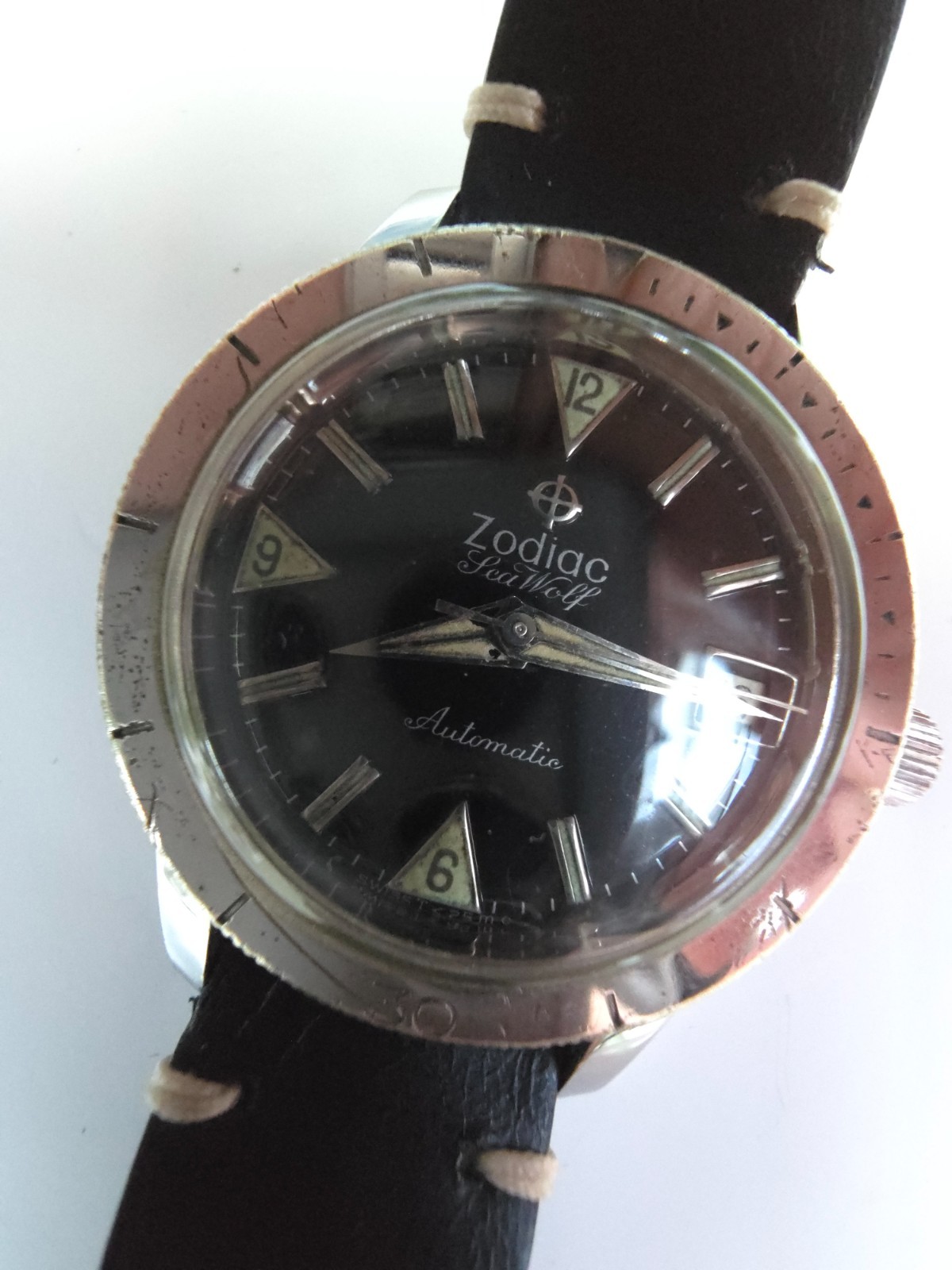 Zodiac Sea Wolf, Vintage 1960’s, 722-916, Hacking, Black Dial, Date, Serviced
