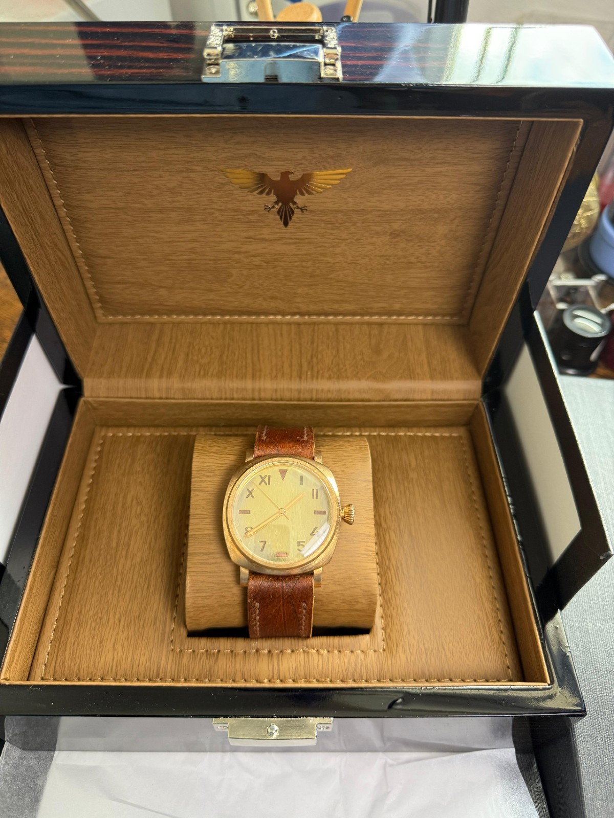 Bespoke bronze built Watch Nh35 Automatic Movement Handmade strap