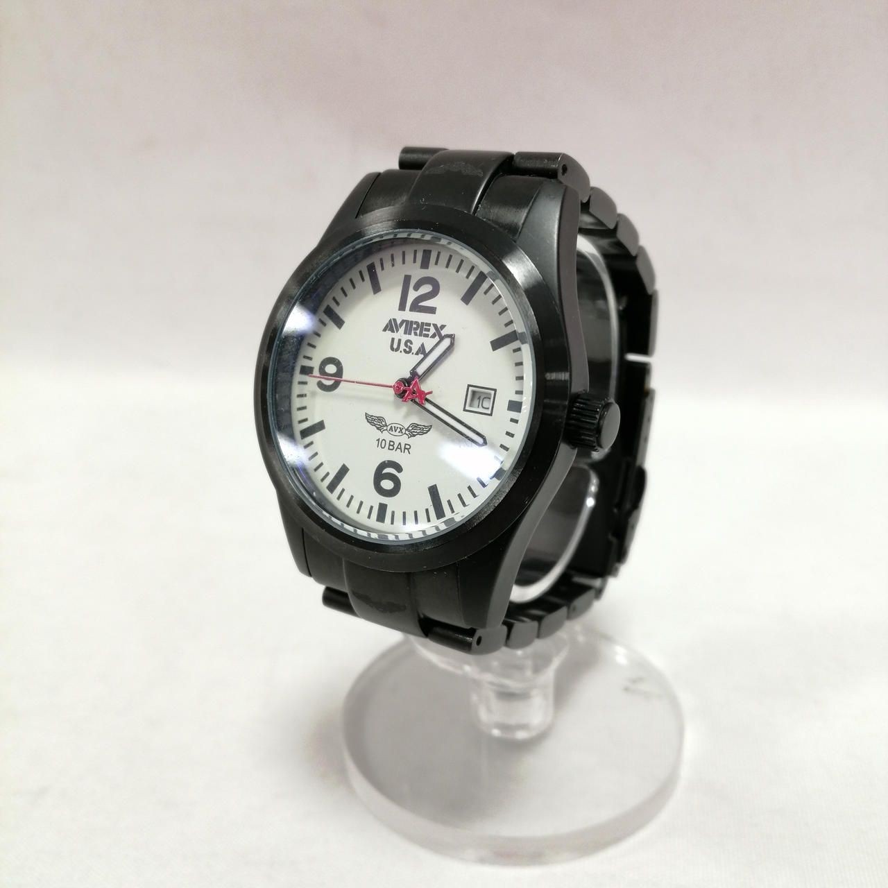 AVIREX Quartz Watch Black 12ax-010m Used