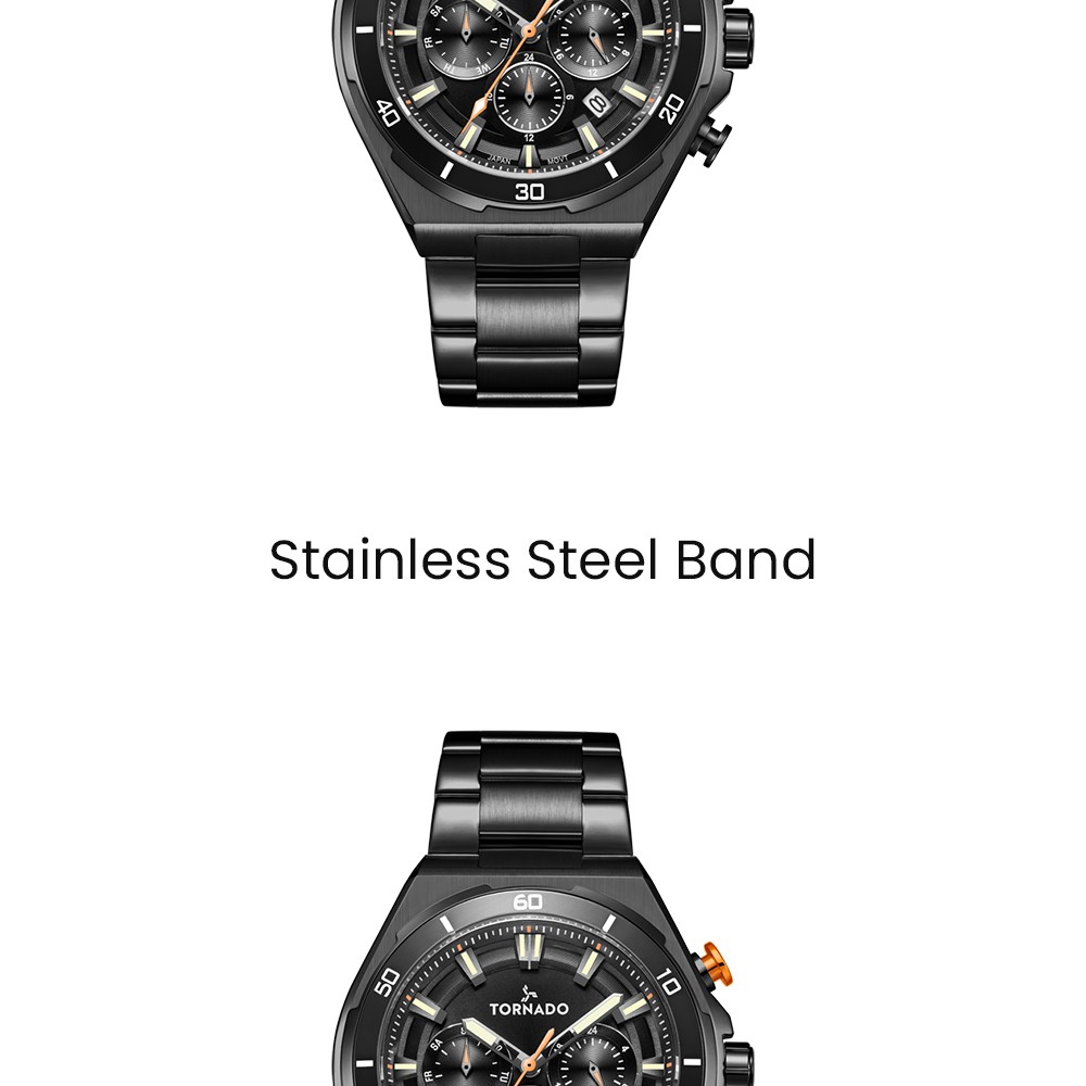 Tornado Strellar X Men’s Multi Function Watch | Black Dial, 45mm, 100 m (10 ATM)