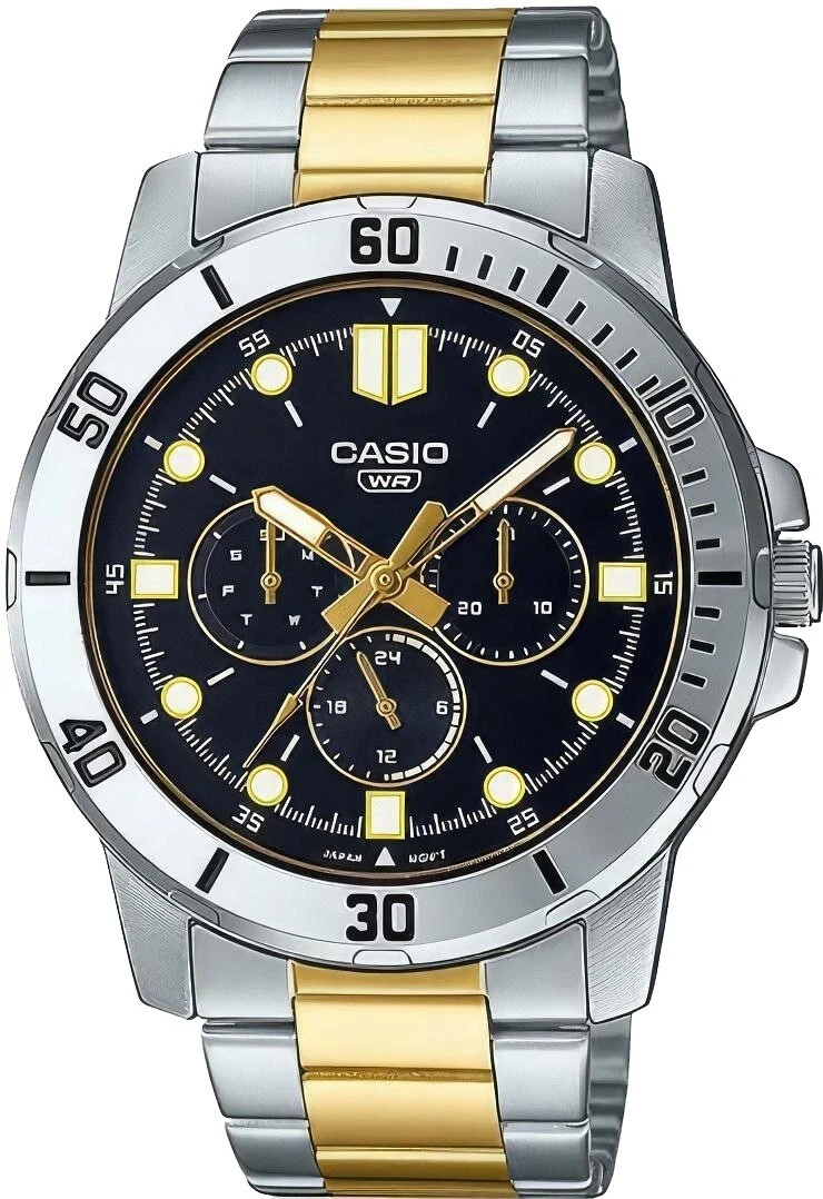 Casio Men’s Analog Multi Hands Two-Tone Stainless Steel Band Watch MTPVD300SG-1E