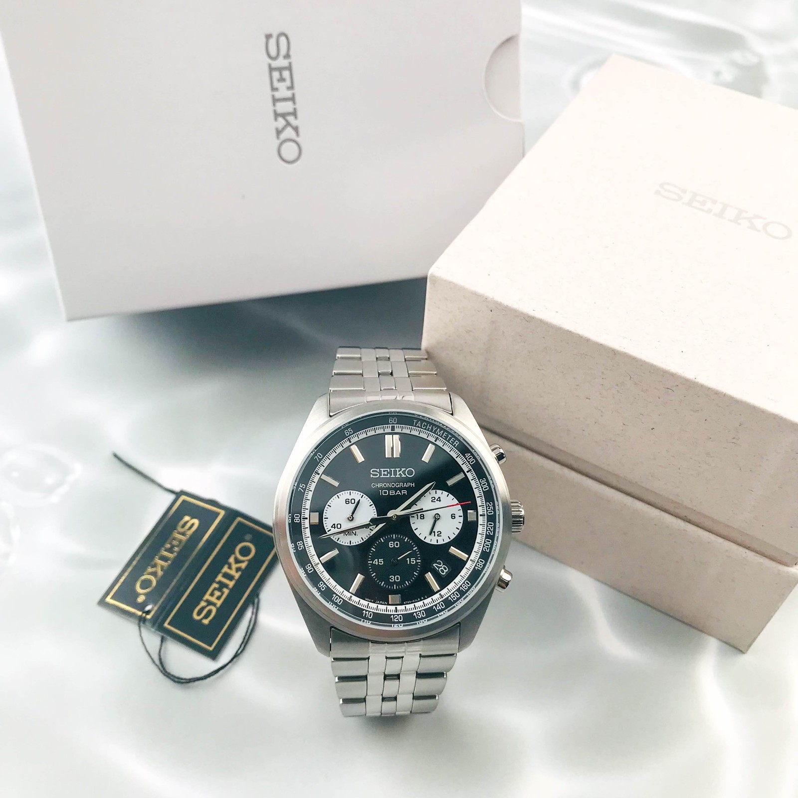 Seiko Essentials SSB429 Motorsports Chrono Quartz Black Dial Men’s Watch 41.5 mm