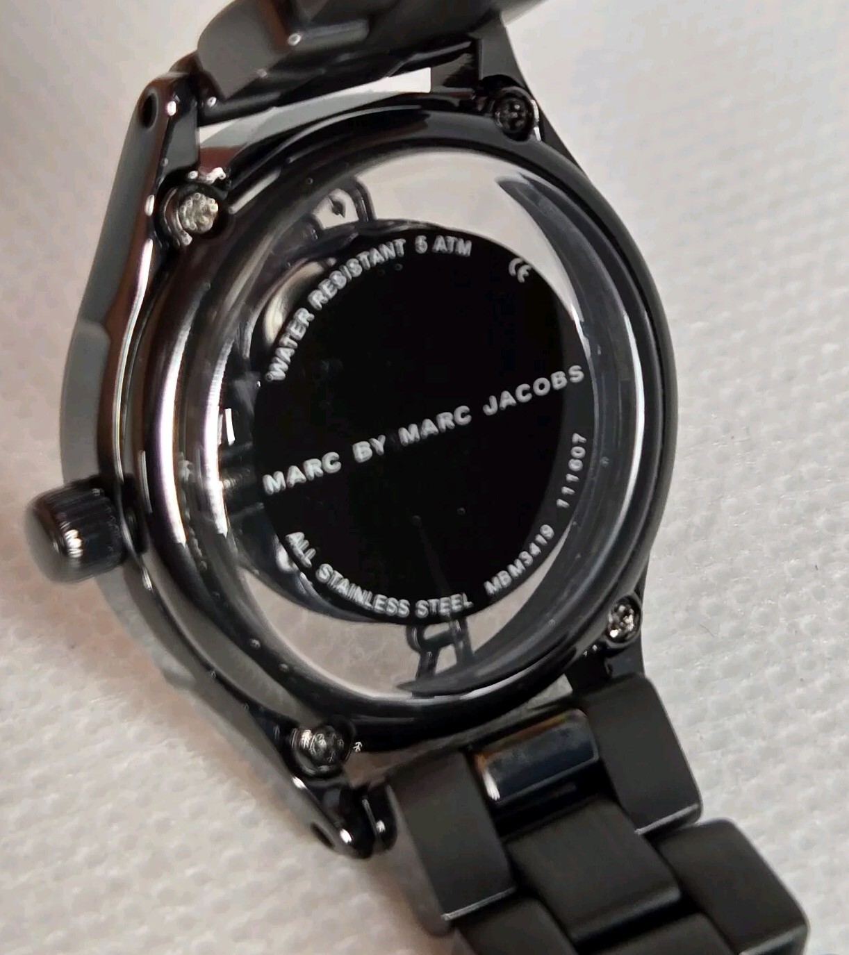 MARK BY MARK JACOBS WOMEN’S SKELETON STAINLESS STEEL WATER RESISTAN BLACK DIAL