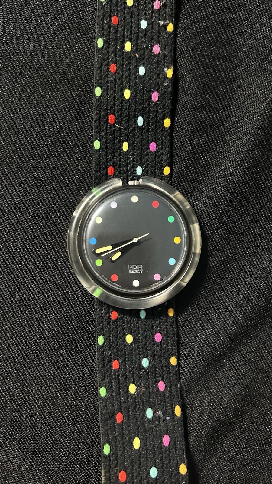 Swatch Pop Swiss Made Quartz Analog 39mm Water-Resistant Polka Dot Strap.