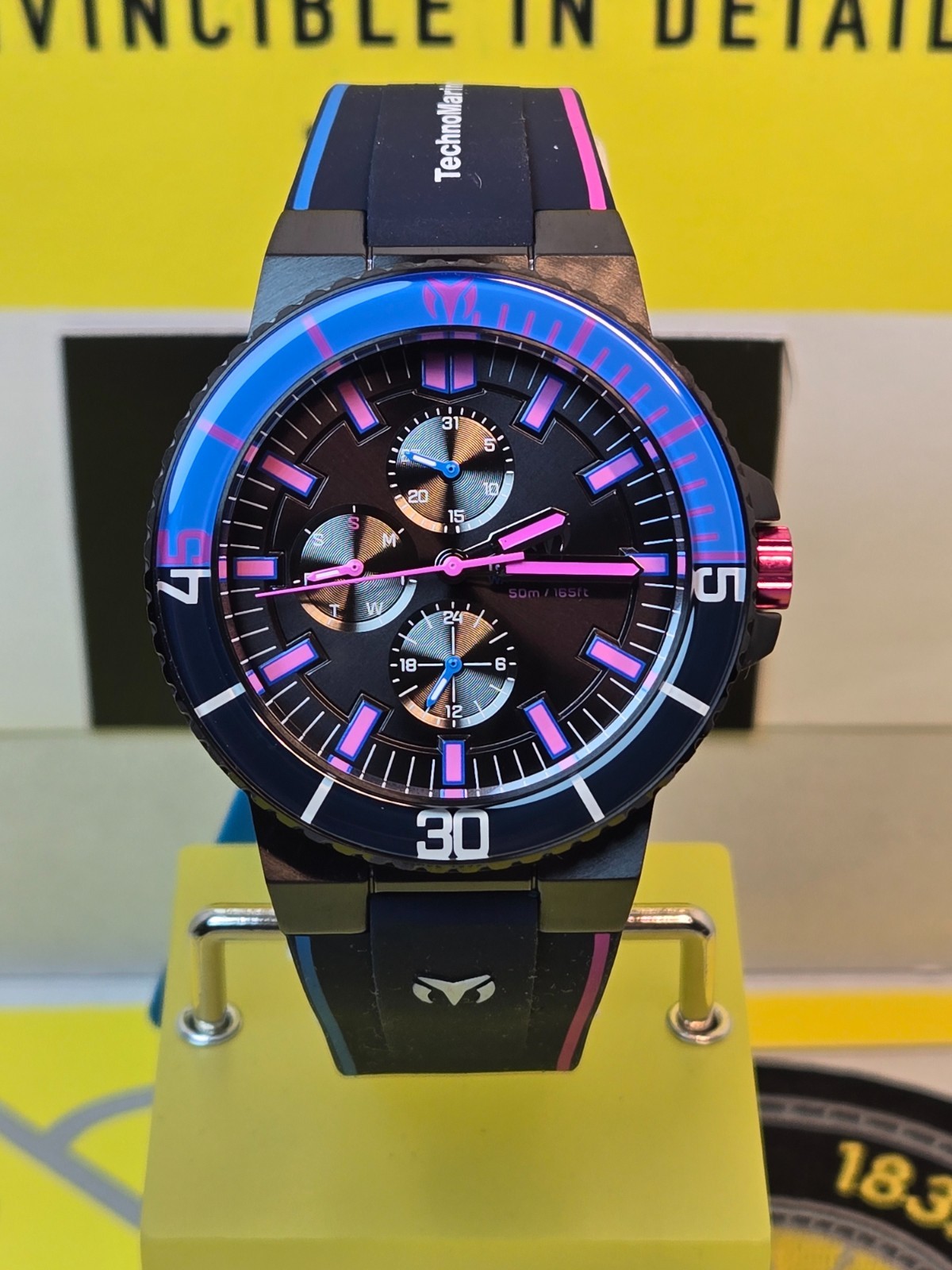 INVICTA TechnoMarine Racing Legends Mens Watch 43mm Blue w/ Blue & Pink DIal NEW
