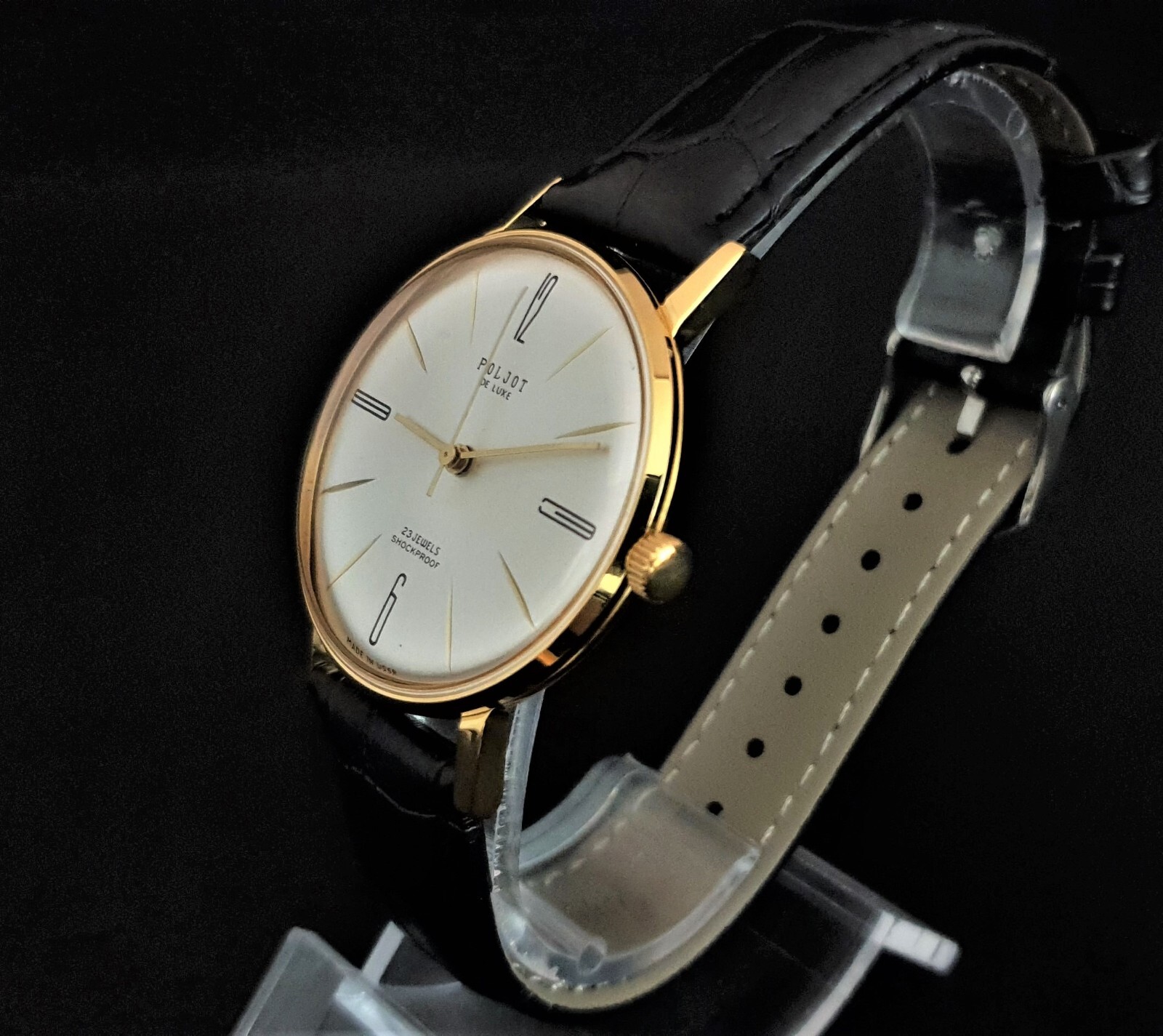 Vintage Watch USSR Poljot De LUXE Ultra SLIM 2209 Soviet Wristwatch