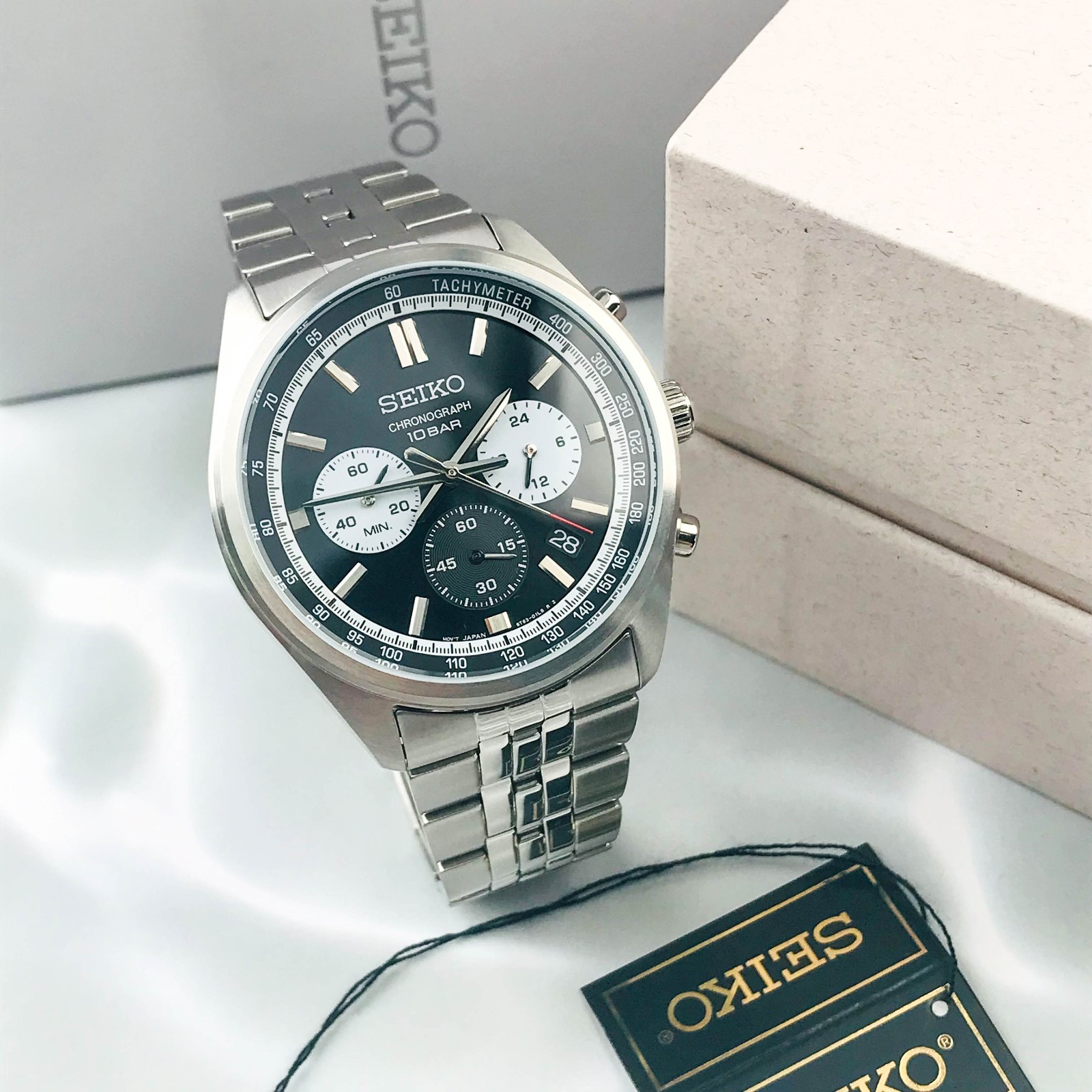 Seiko Essentials SSB429 Motorsports Chrono Quartz Black Dial Men’s Watch 41.5 mm