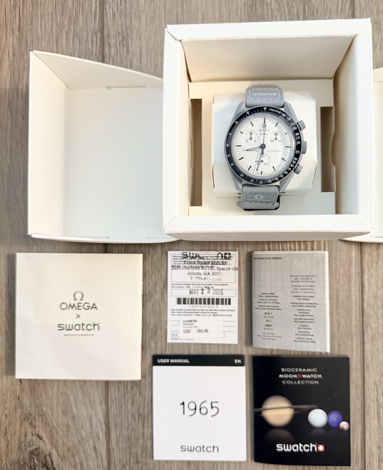 OMEGA x Swatch MoonSwatch 1965 Mission to the Moon Box Papers Receipt