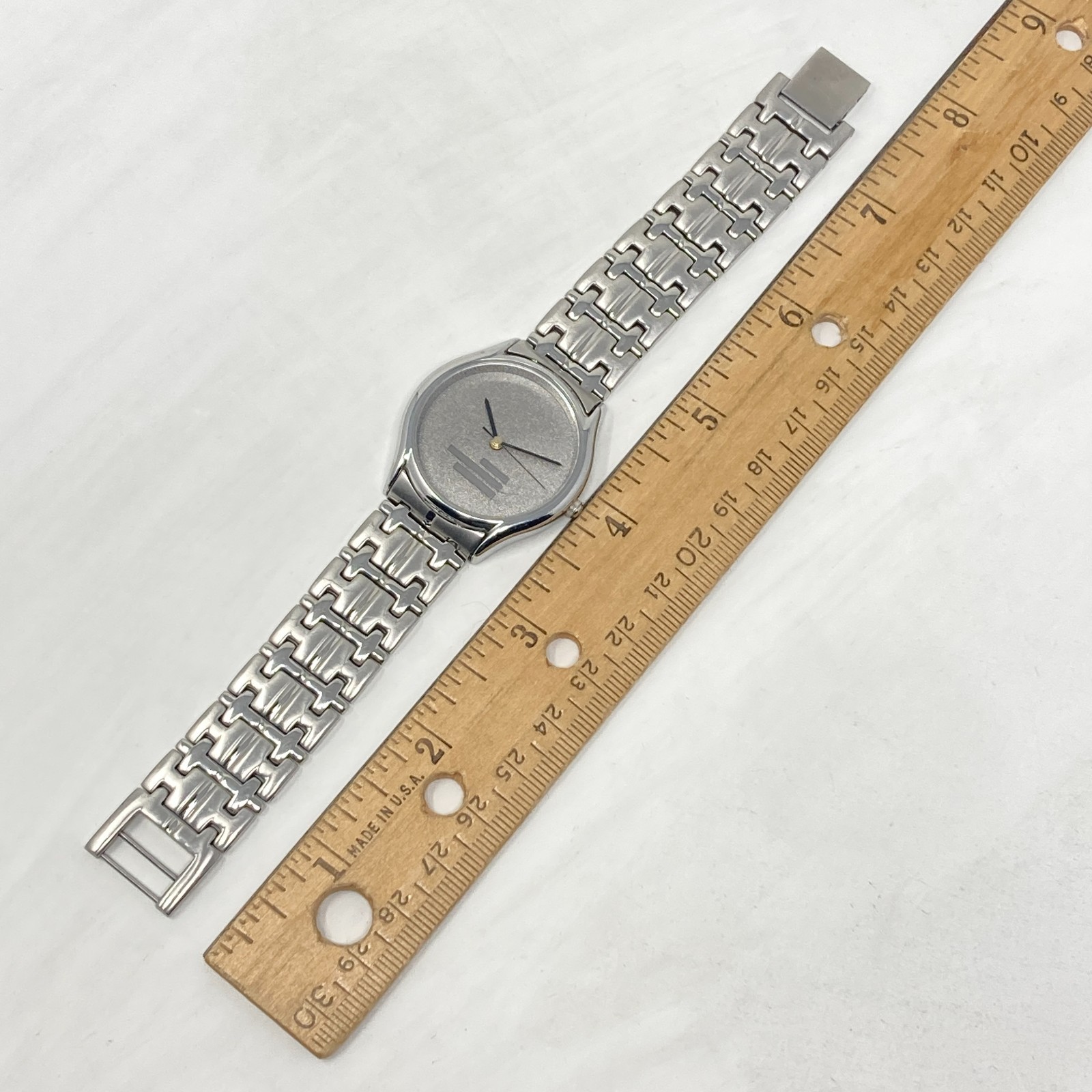 Vintage Montreux Watch Men Silver Tone 34mm Brushed Minimal New Battery 7.25″