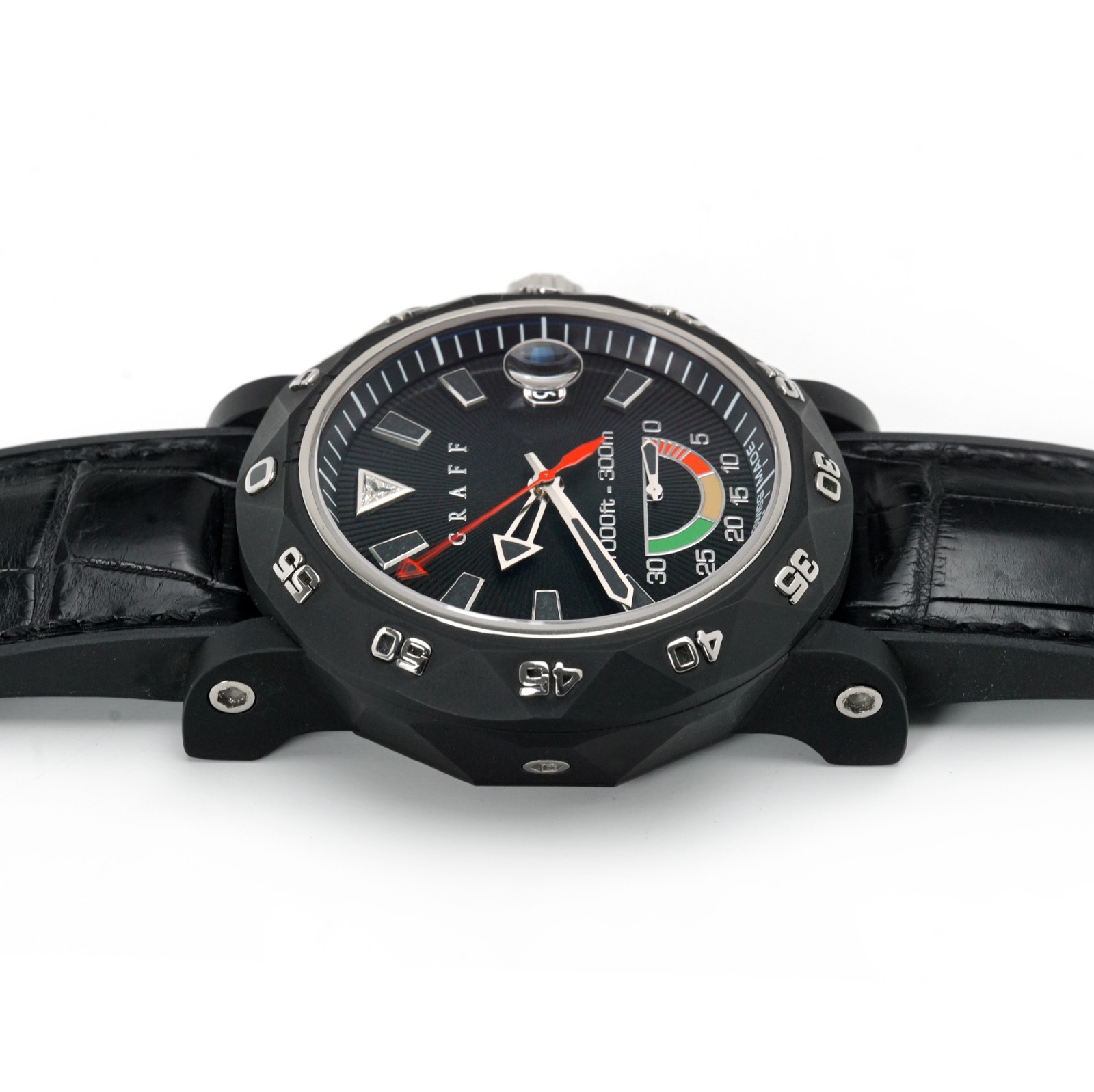 Graff Scubagraff Date Diver SG47DLCWGB White Gold Black DLC Titanium Wristwatch