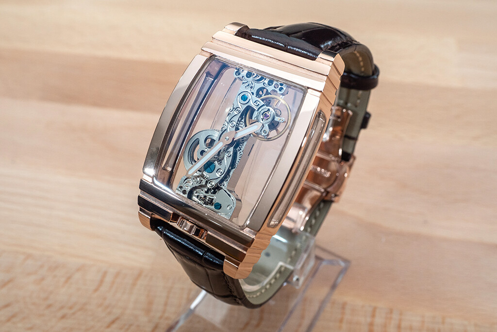 Mens Bridge Manual Mechanical Watch – Rose Gold Brown Leather Diasteria 1688
