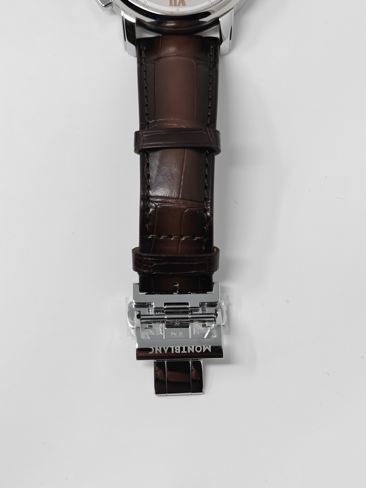 MontBlanc Star Legacy Day Date Chronograph Watch Brown Aligator Leather 126080