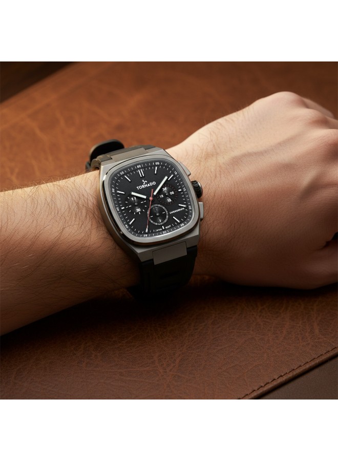 Tornado Aristocrate Men’s Chronograph Watch | Black Dial, 42mm, 100 m (10 ATM)