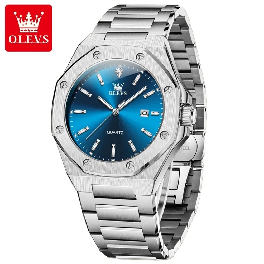 Waterproof Quartz Luminous Luxury Watch OLEVS Men Business Date Strap Men’s