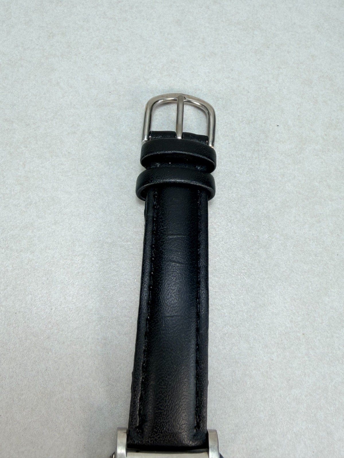 Tiffany & Co Swiss Made Tank Watch Stainless Steel Quartz Leather Strap Working