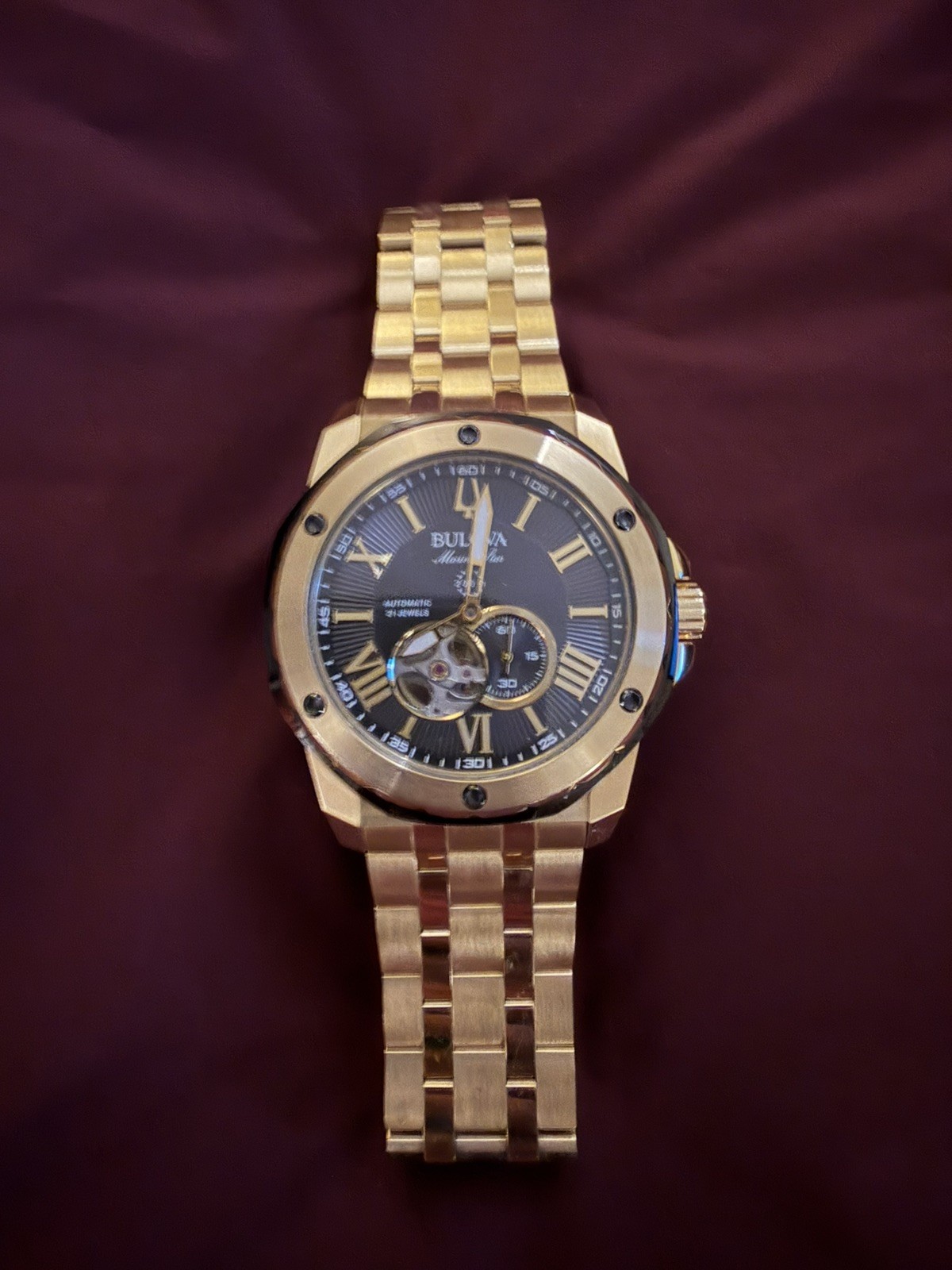 Bulova Precisionist Men’s Icon Watch Black Dial Rose Gold Bezel 300m Date