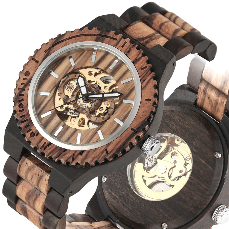 Modern Men’s Watch Casual Self-wind Mechanical Wrist Watches Adjustable Strap