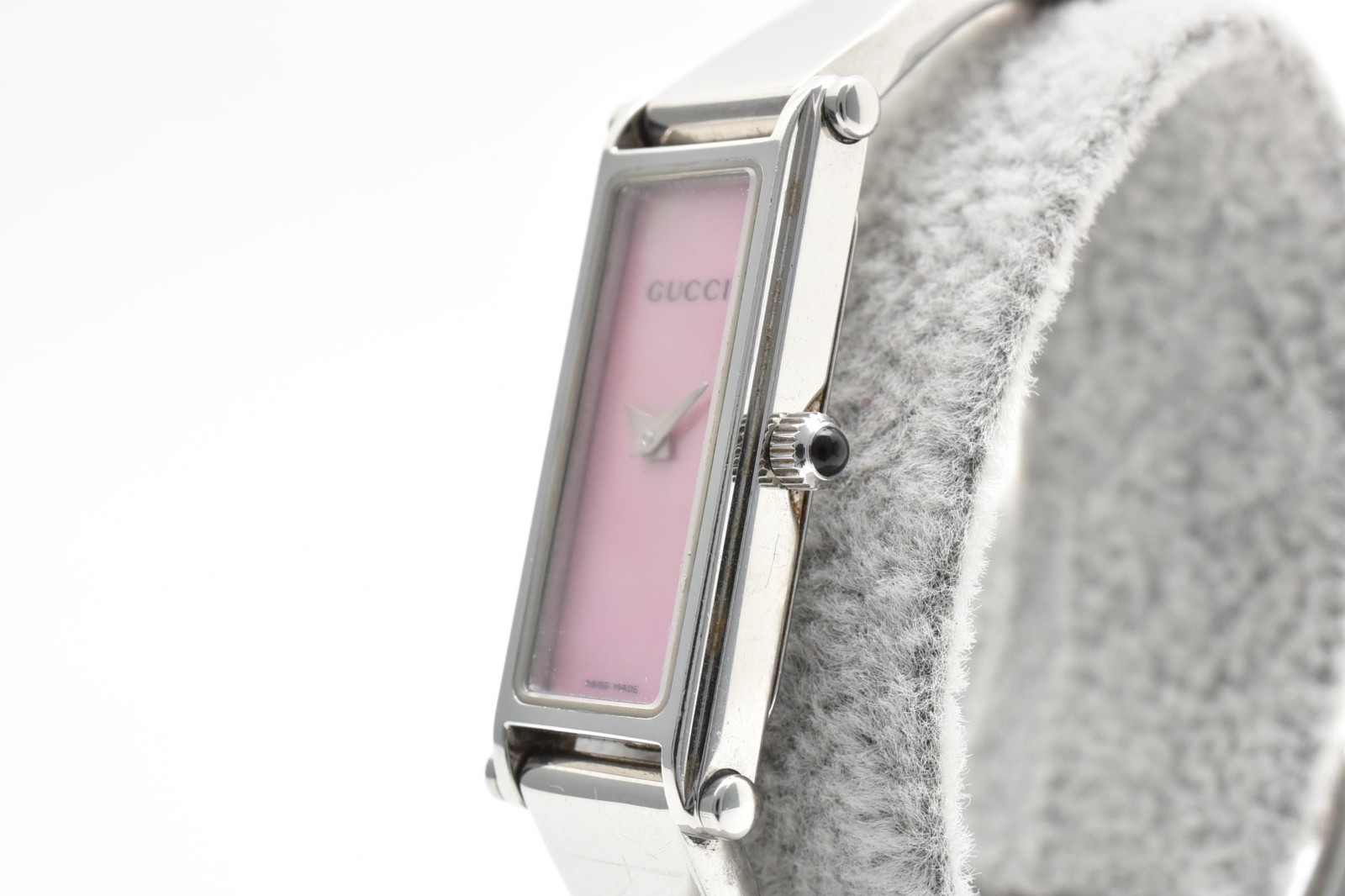 Vintage [N MINT] GUCCI 1500L Silver Pink Shell 12mm Qz Bangle Ladies Watch JAPAN