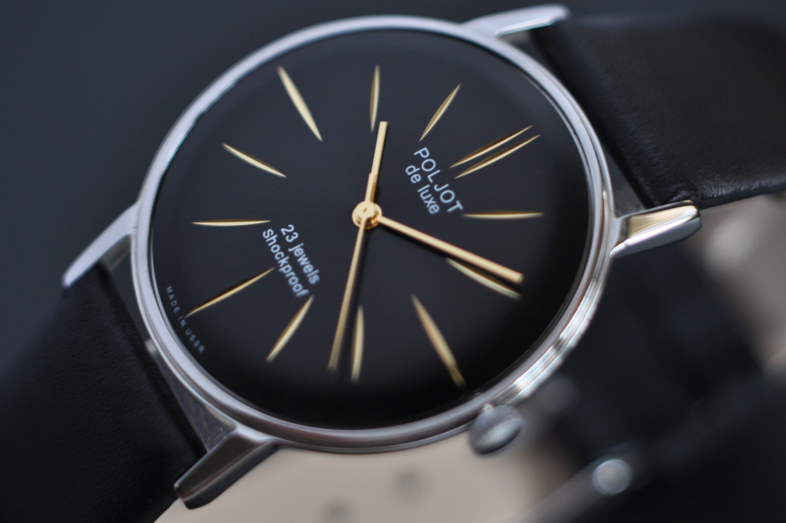 NOS! Poljot De LUXE Extra SLIM Watch Men’s Vintage USSR Case St.Steel R.