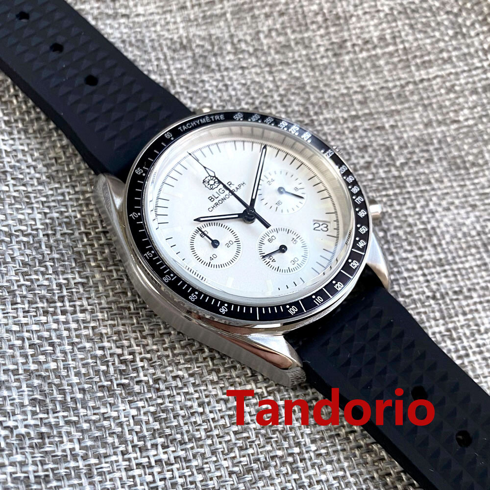 40mm Bliger VK63 Quartz Full Functional Chronograph Watch Glide Folding Clasp
