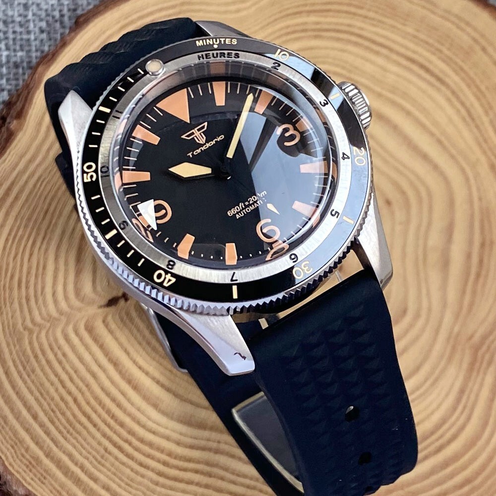 Tandorio 40mm Vintage 200m Diving Watch For Men Sapphire Glass Japan NH35A Lume