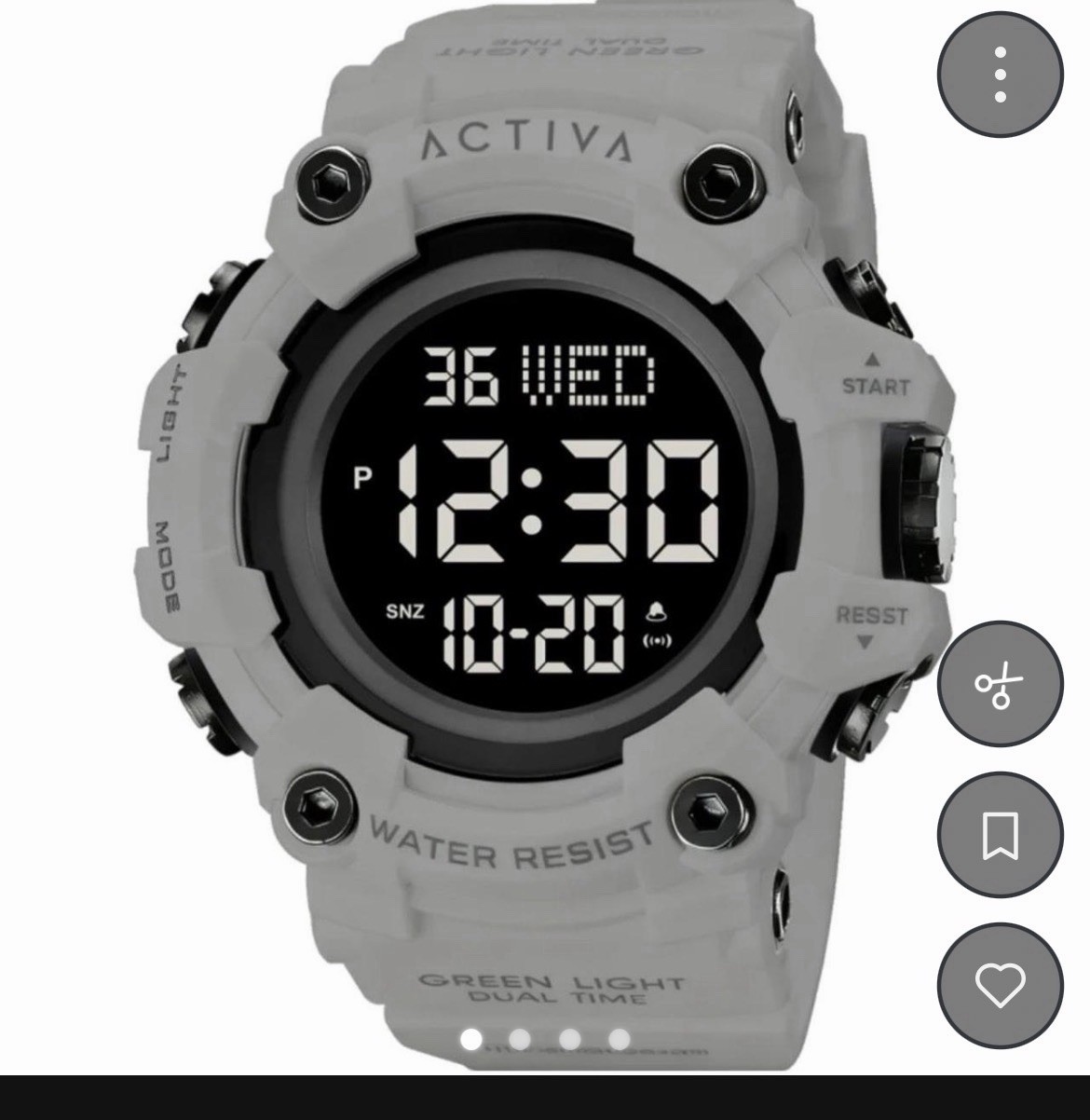 Activa Kadron Unisex Digital Sport Quartz Watch Alarm Backlight Dual Time Gray