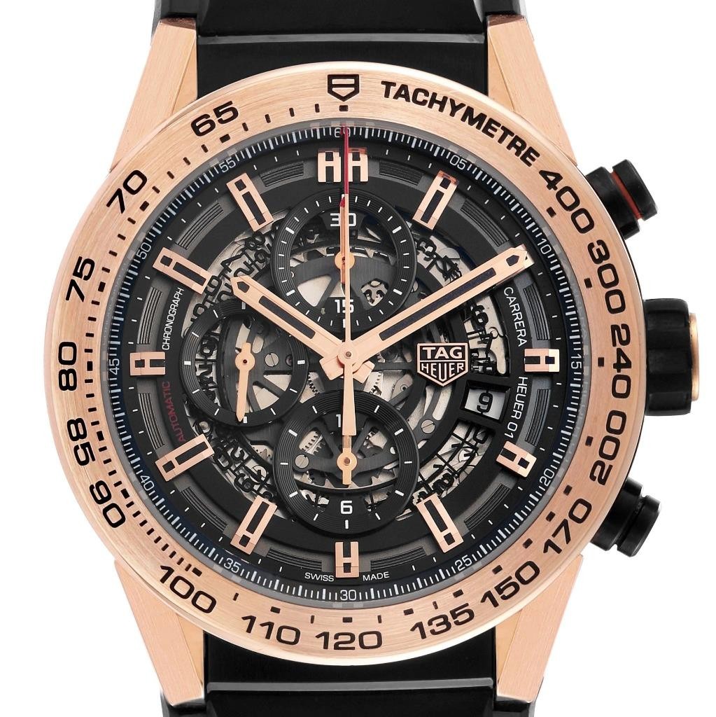 Tag Heuer Carrera Skeleton Titanium Rose Gold PVD Mens Watch CAR2A5B