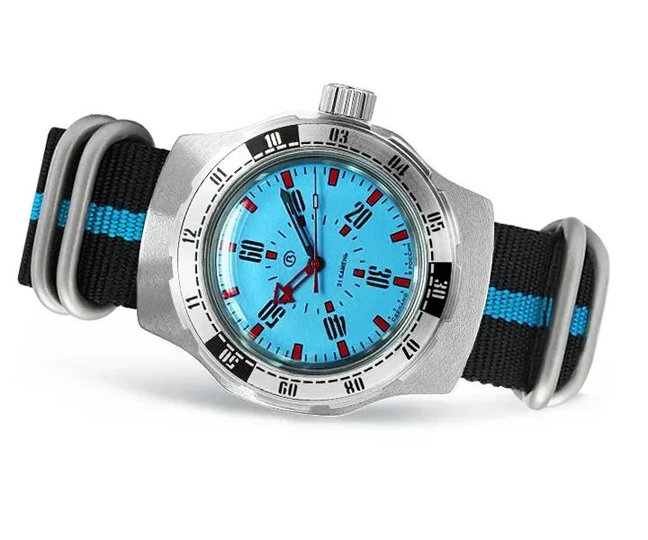 Vostok Amphibia 16033V Watch Automatic Pripyat Chernobyl Blue USA Seller