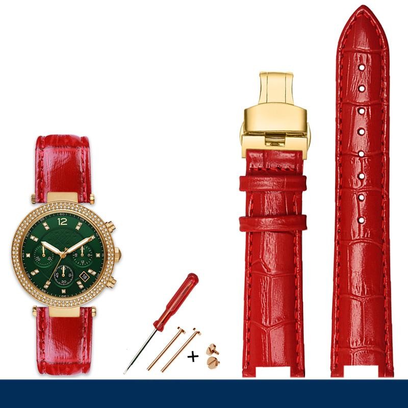 Fashion Notched Cowhide Watch Strap for Michael Kors Watch Mk6985 6986 Mk2425 /