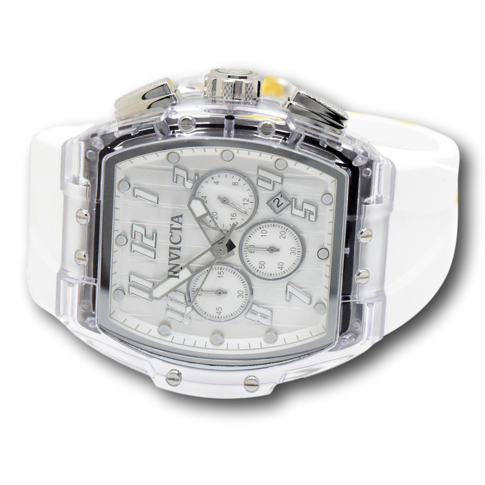 Invicta S1 Rally Crystal Chronograph Men’s 47mm Clear Case White Watch 45481