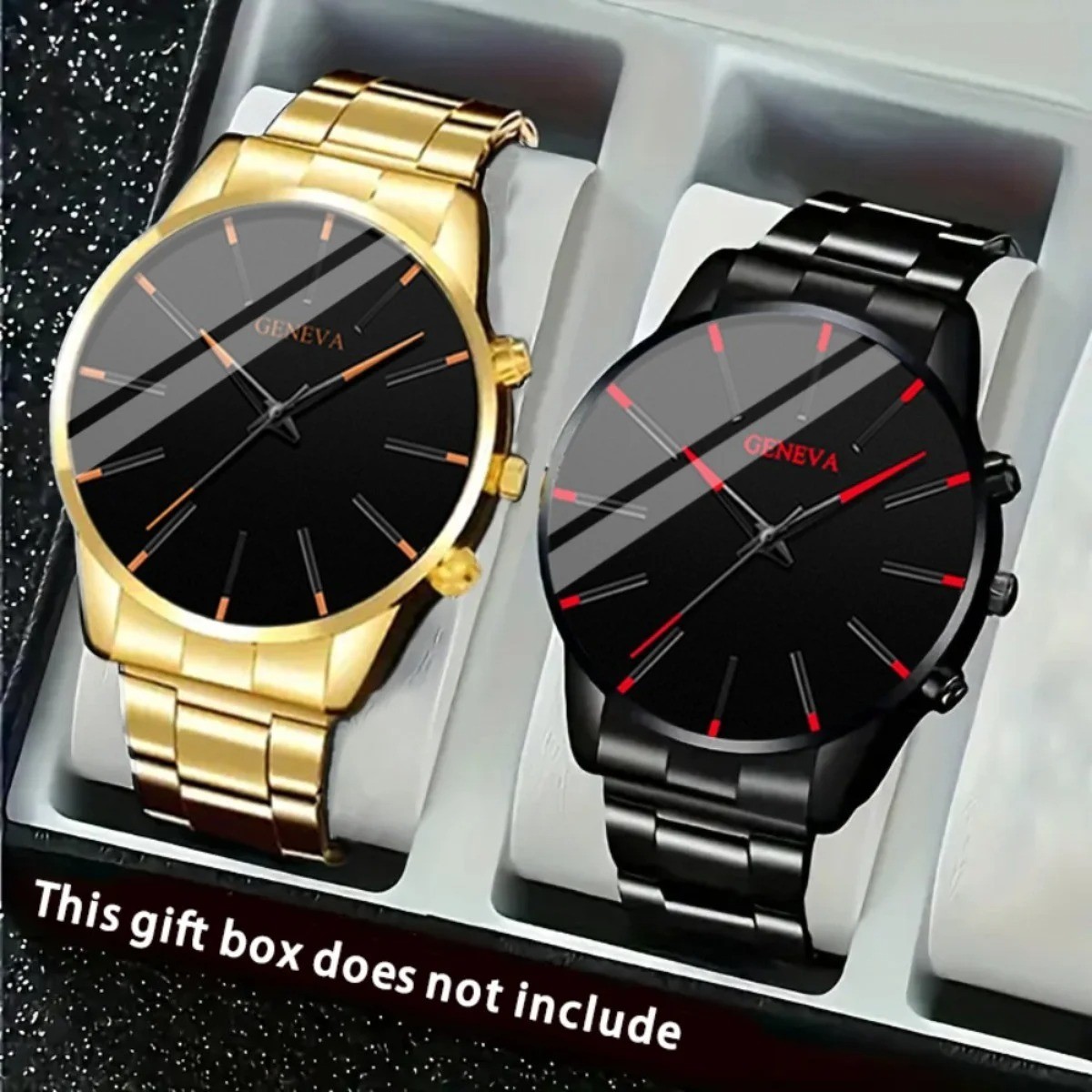 2pcsWaterproof Watch Stainless Steel Quartz Luminous Classic Business Wristwatch