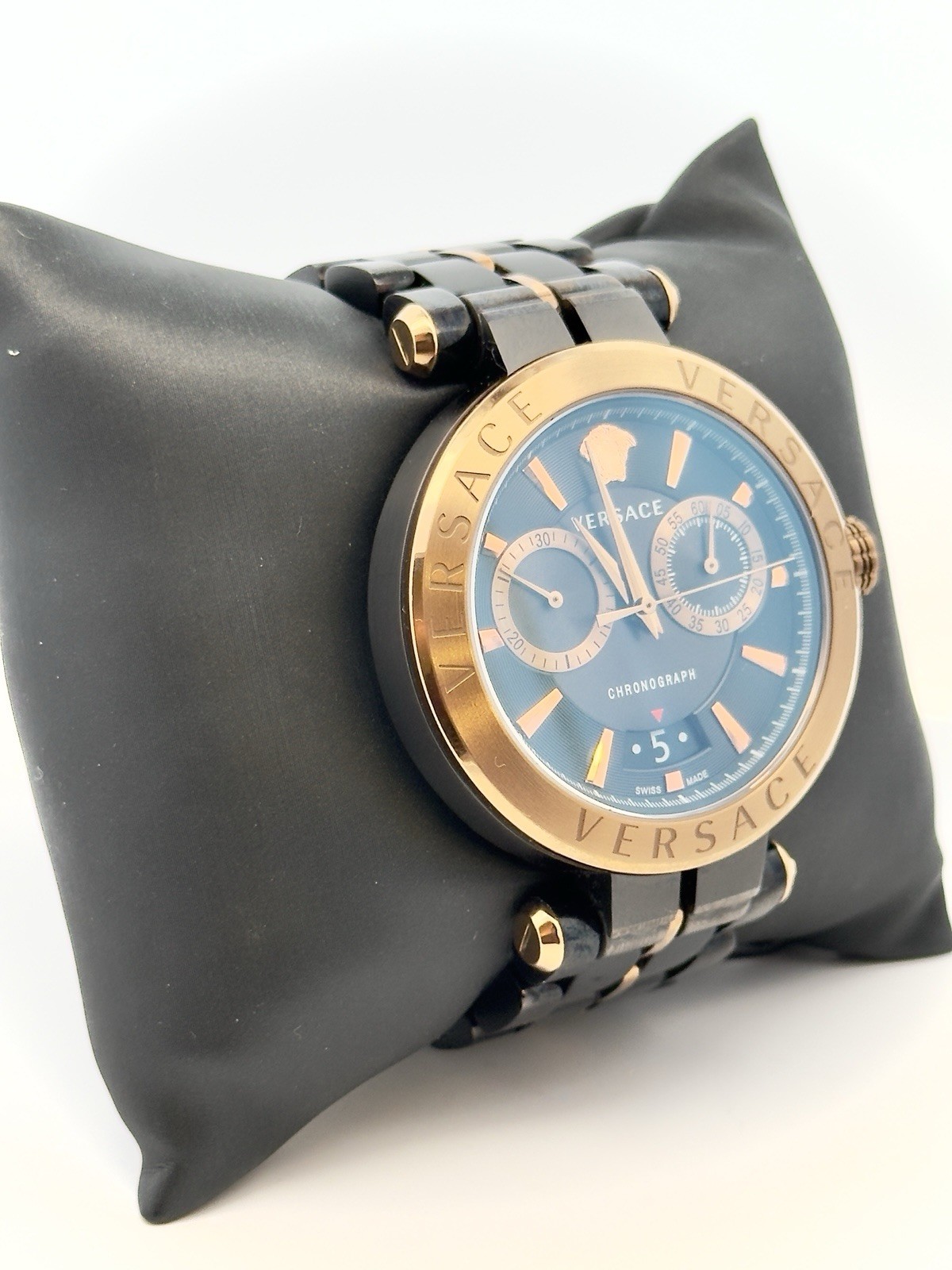 Versace Aion Chronograph Charcoal Bronze Stainless Steel Model VE1D00619 Watch