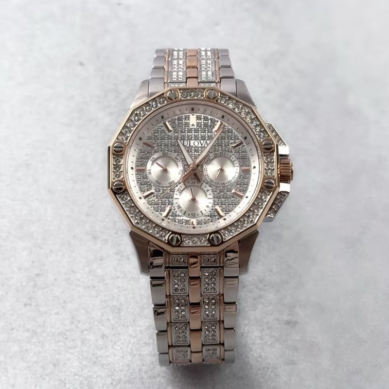 Bulova Octava 98C133 Crystal White Dial Gold Silver Two Tone Men’s Quartz Watch
