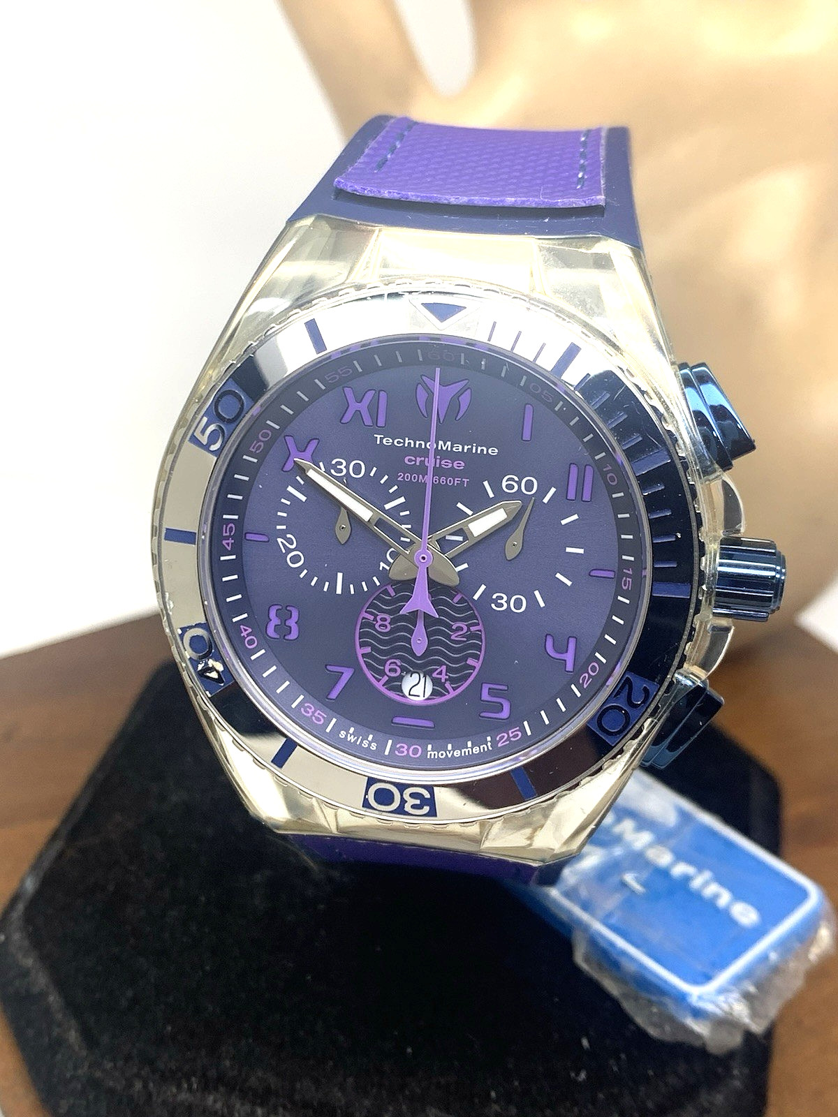 Technomarine Men’s Watch TM-115013 Swiss Quartz Chronograph Blue Purple 46mm