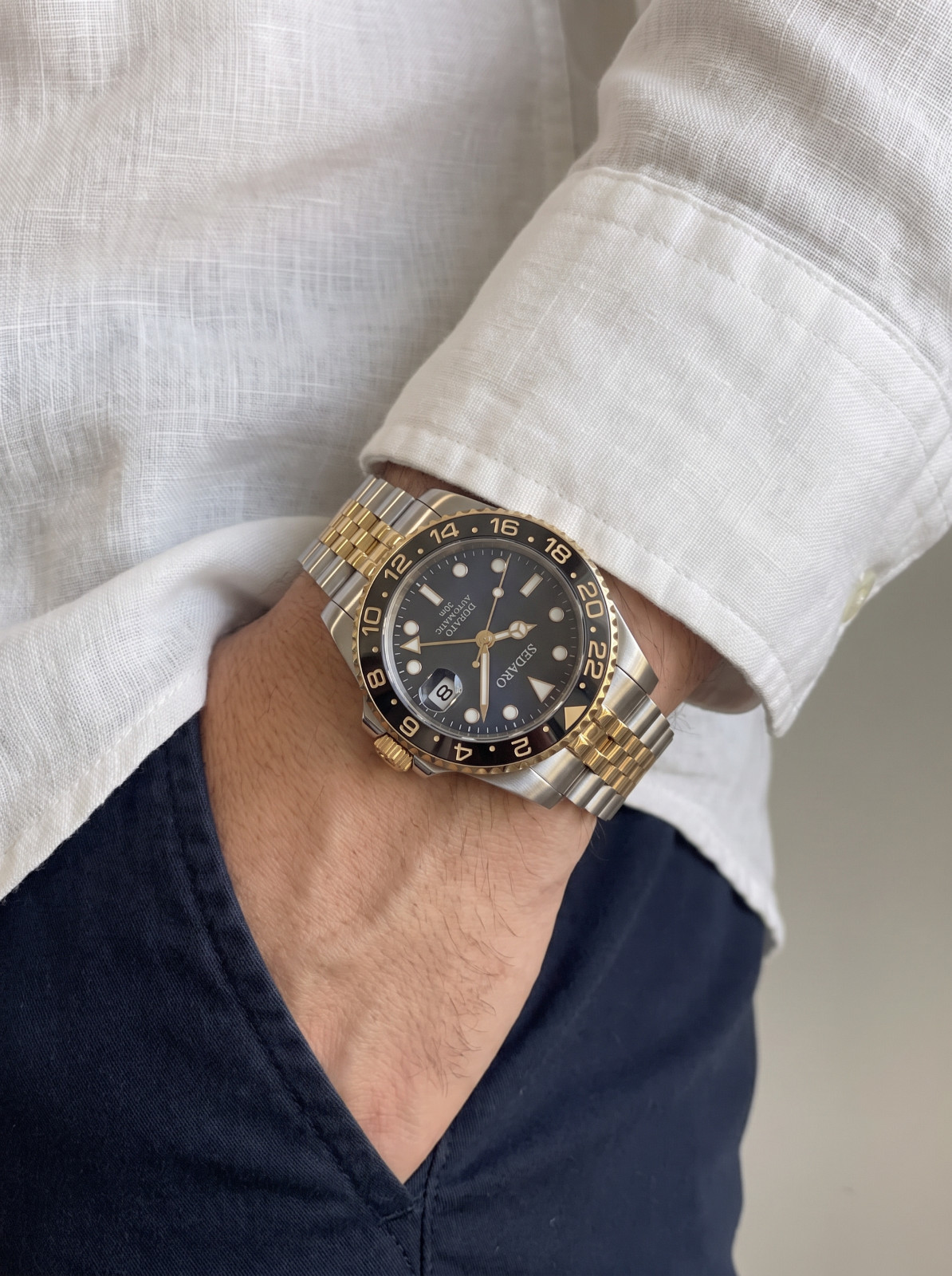 SEDARO Diver Watch NH35 Automatic Black Dial Sapphire Crystal Steel 41mm
