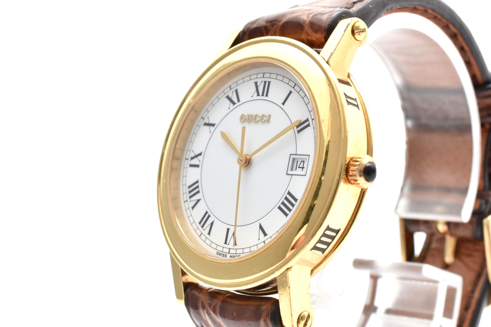 [Near MINT] Vintage Gucci 7200M White Roman Dial Date Quartz Men’s Watch JAPAN