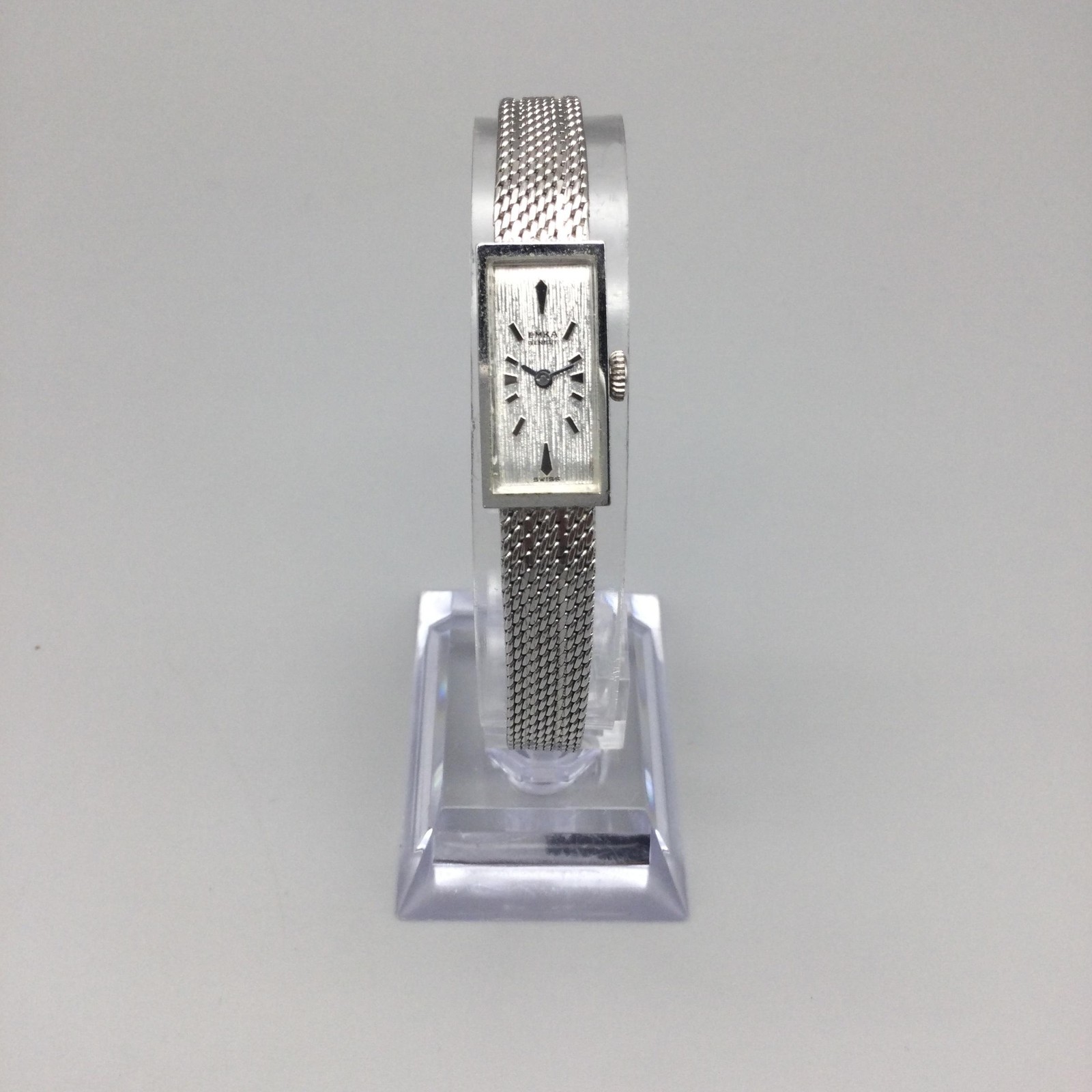 Vintage EMKA Geneve Womens Watch 12mm Silver Tone Mesh Rectangle Dial 3-509