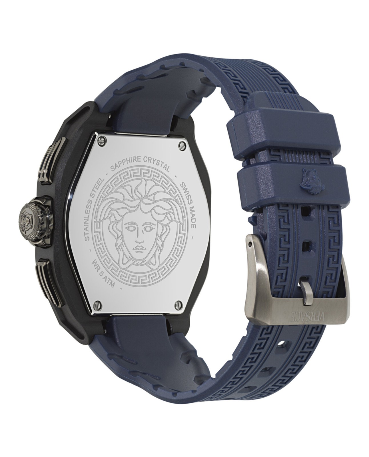 Versace Mens Black 44mm Strap Fashion Watch