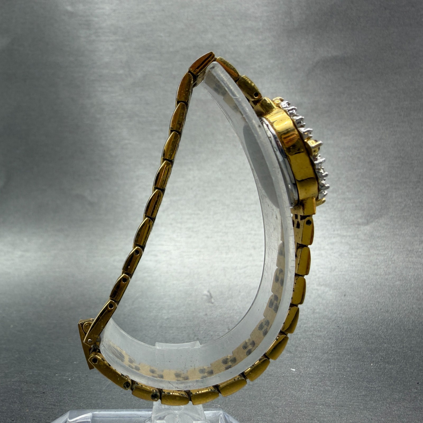 Armitron Deauville Diamond Watch Women 15mm Gold Dial Gold Ruby Oval New Battery