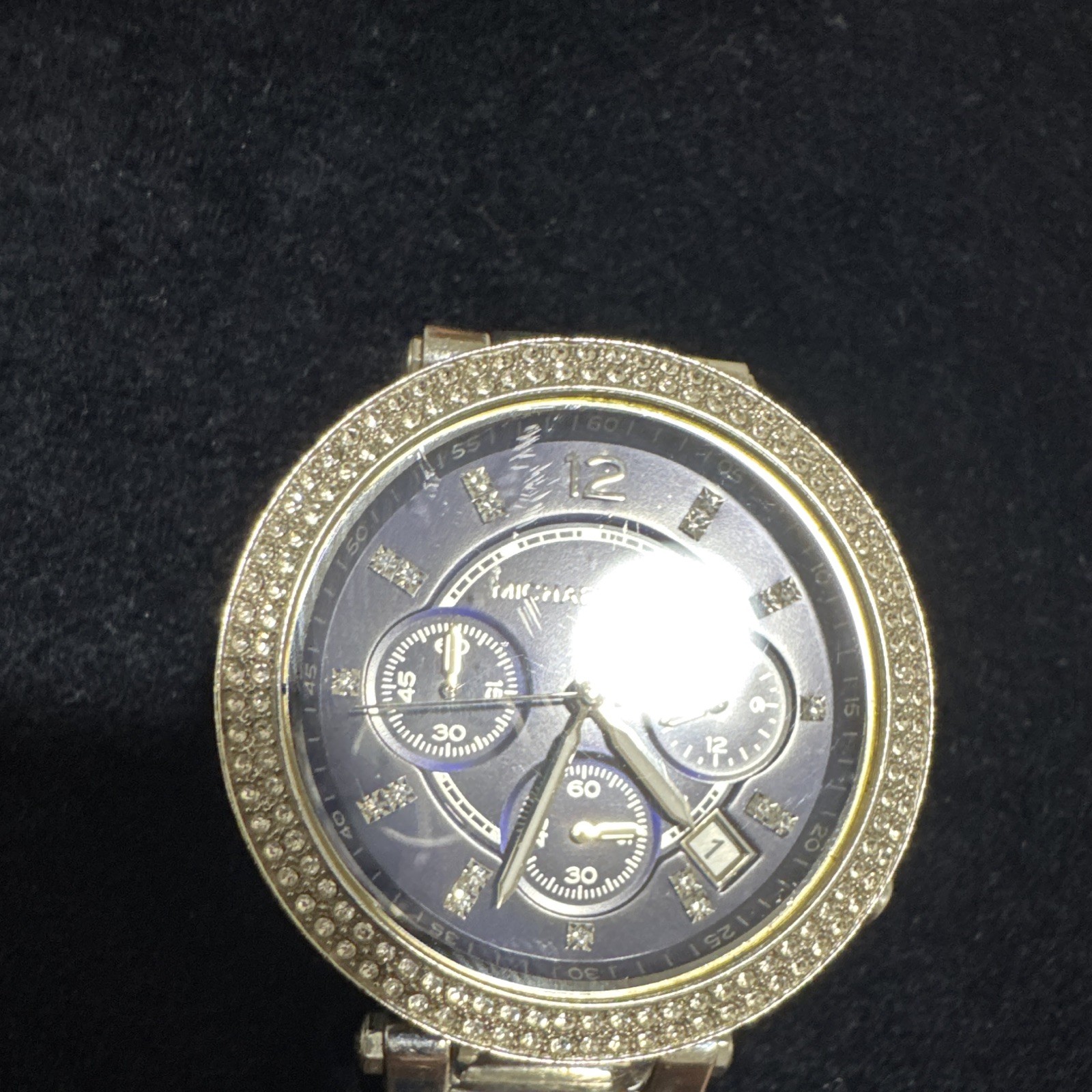 Michael Kors MK6117 Parker Ladies Chronograph Watch Navy Blue Dial Silver Tone