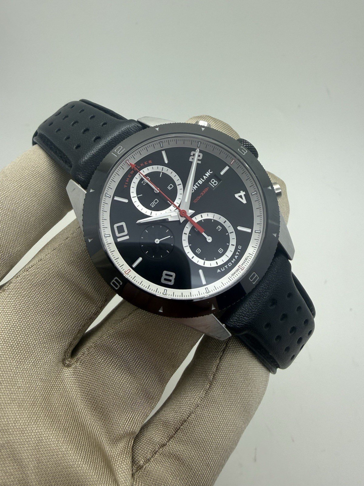 Montblanc Timewalker Chronograph Steel Black Dial Automatic Watch 116096 w/ Box