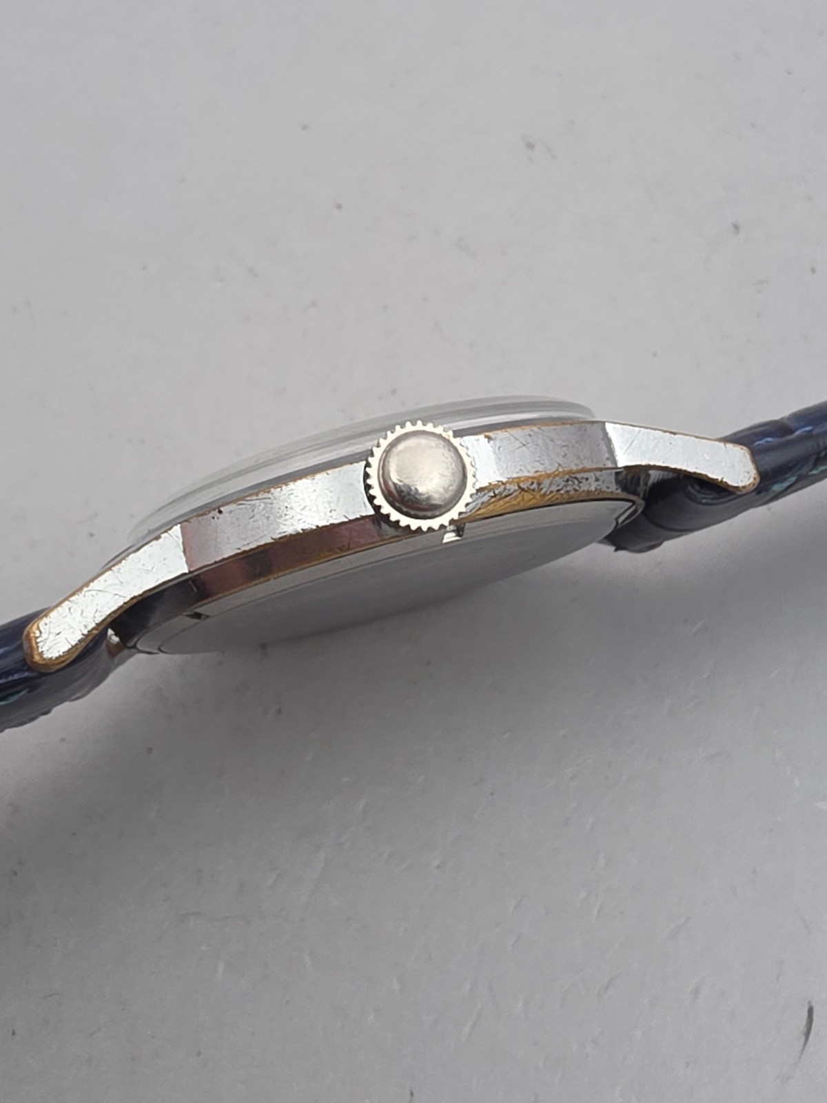 Vintage HELBROS men’s manual wind watch Linen dial PUW 61 Germany 1950s