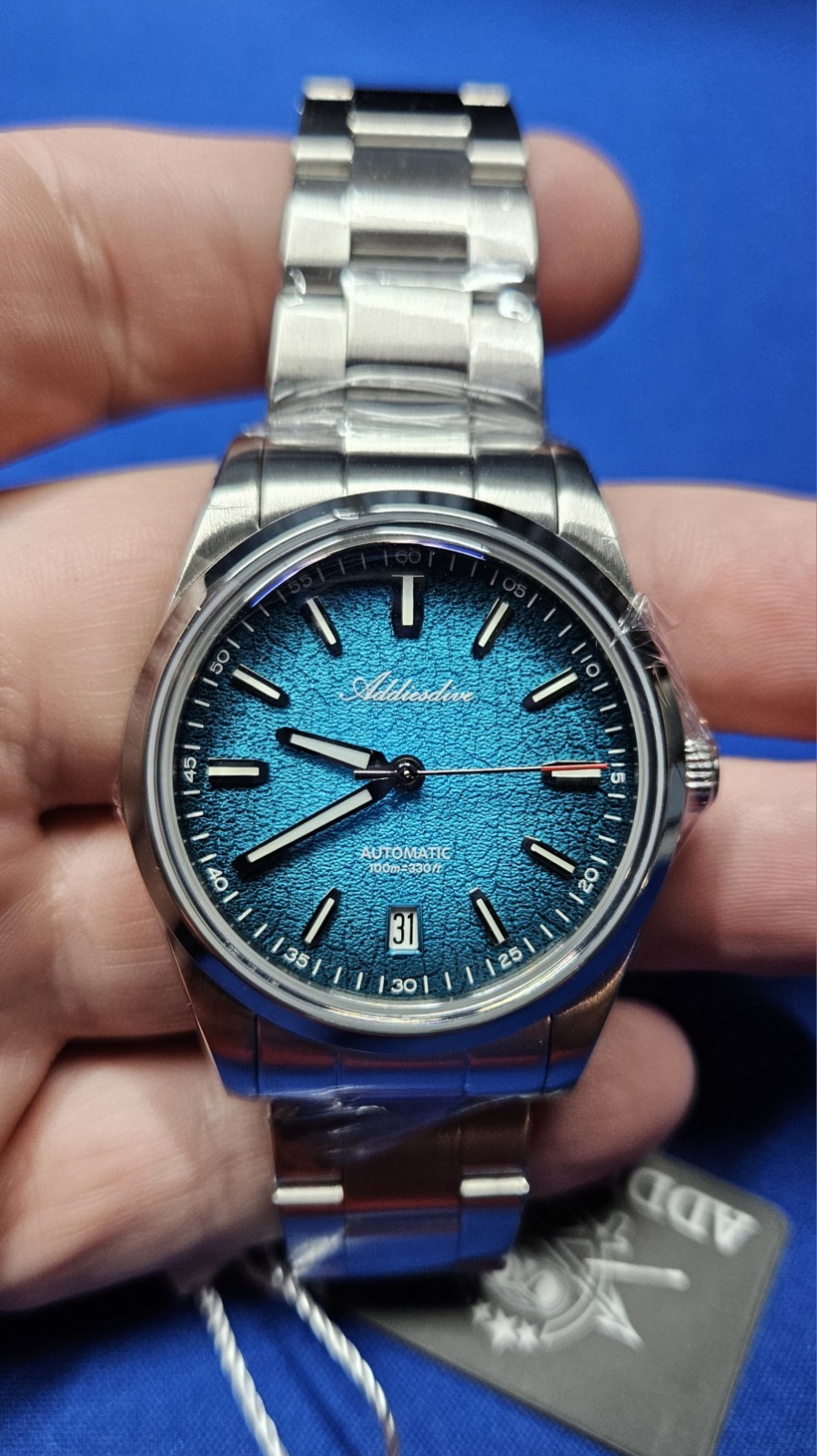 Addiesdive Automatic 100m AD2091 Watch 39mm Citizen Miyota Blue Gradient New