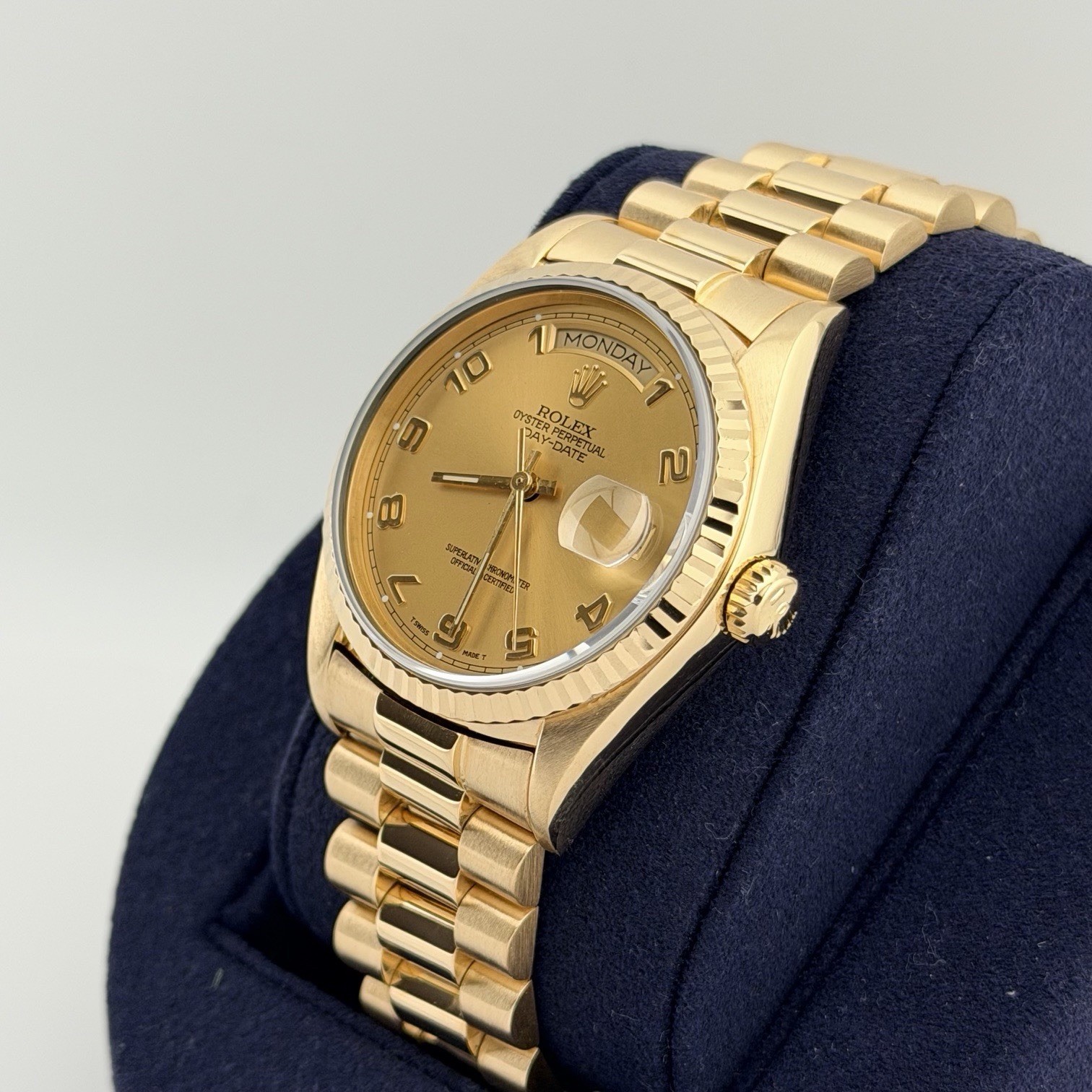 Rolex Day Date President 18038 36mm Champagne Arabic Dial 18k Yellow Gold