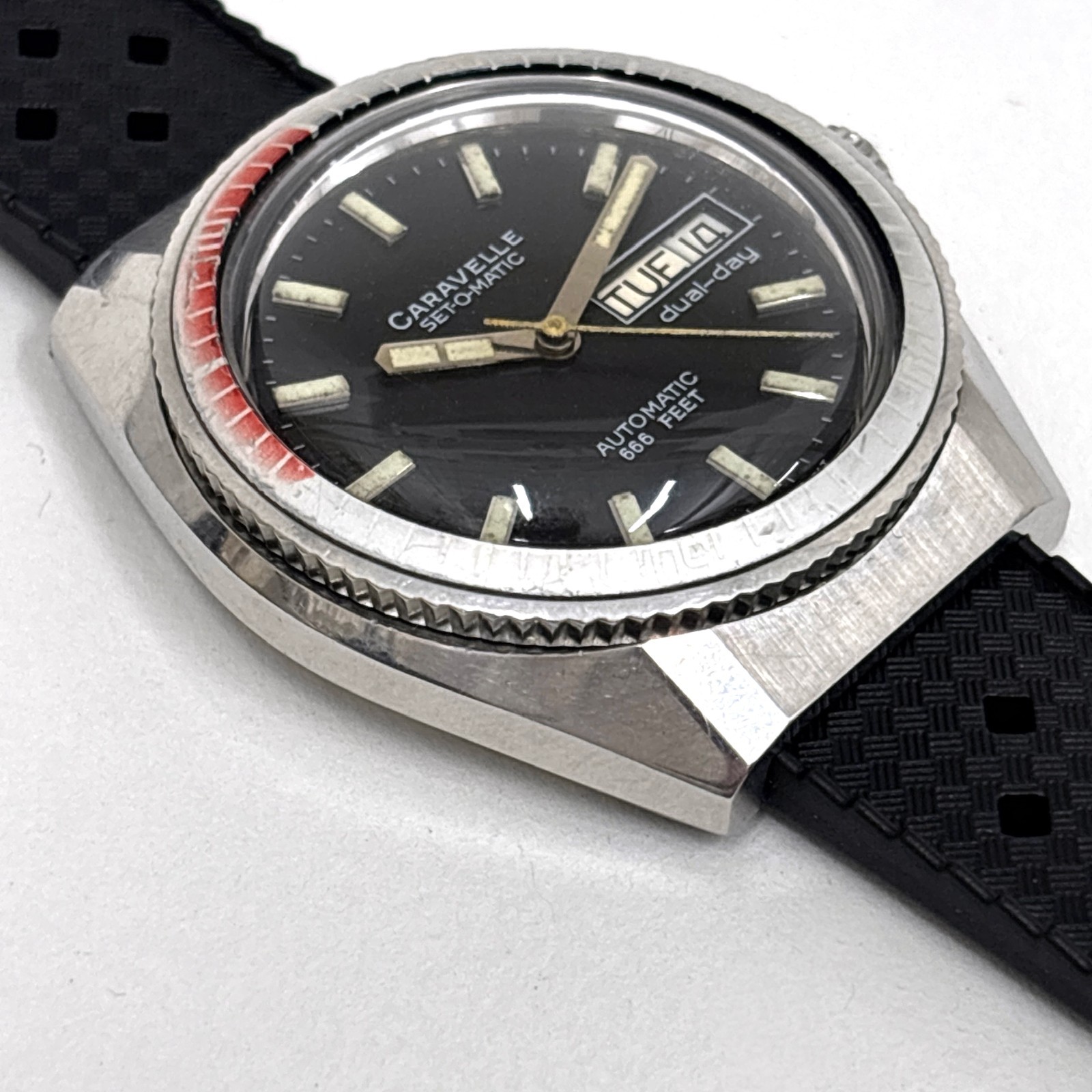 Vintage 1979 Caravelle Devil Diver Automatic 38mm Ghost Bezel 666ft West Germany