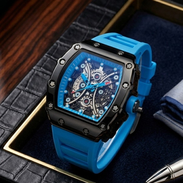 The Chronos Elite Luxury Sport Watch – Dark Urban Style – Tonneau Barrel Design