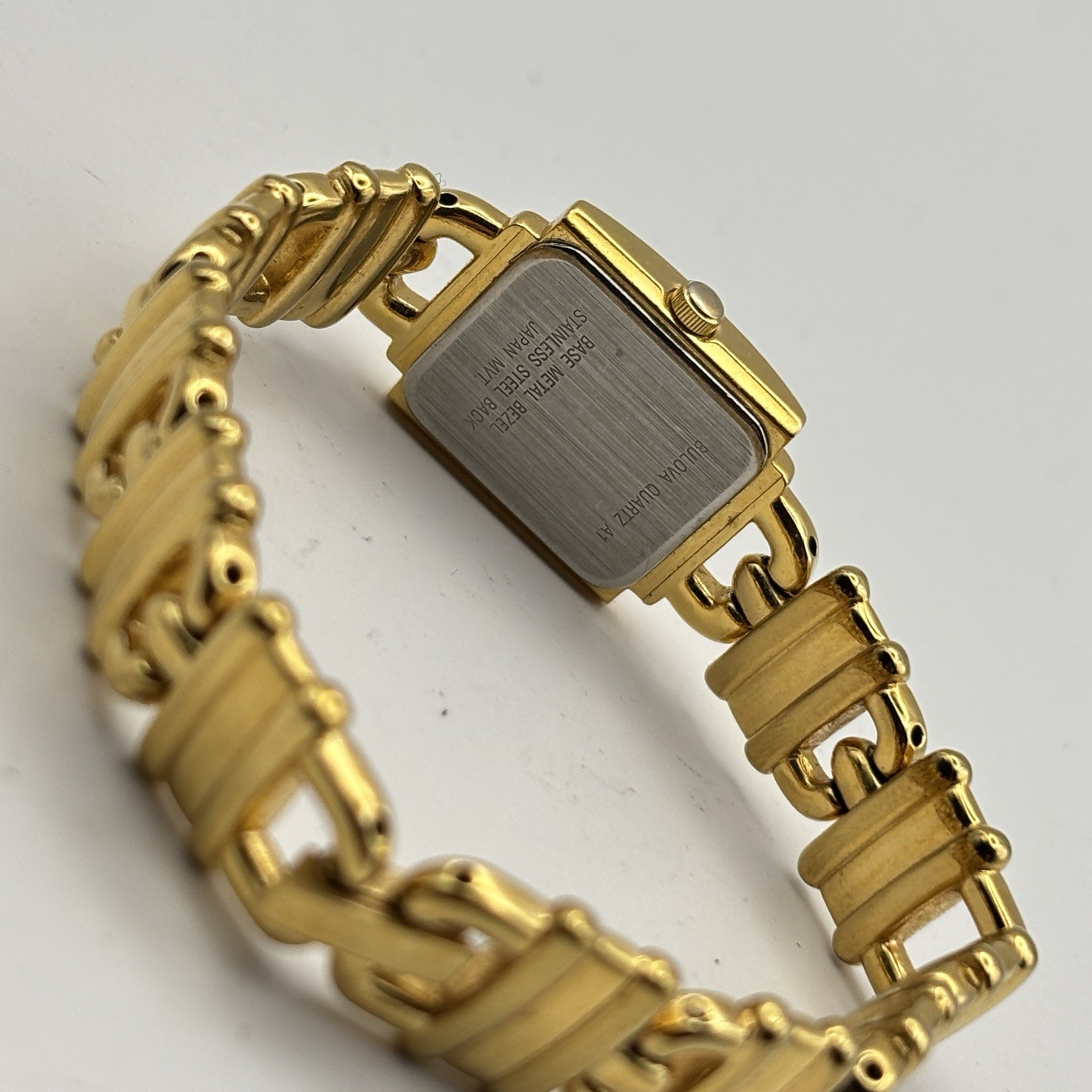 Bulova Watch Women 18mm Gold Tone 97T39 Square Silver Dial #8.4