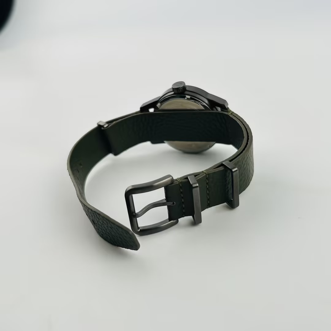 Bulova Hack 98A255 Black Dial Green Leather Strap Automatic Men’s Watch 38 mm