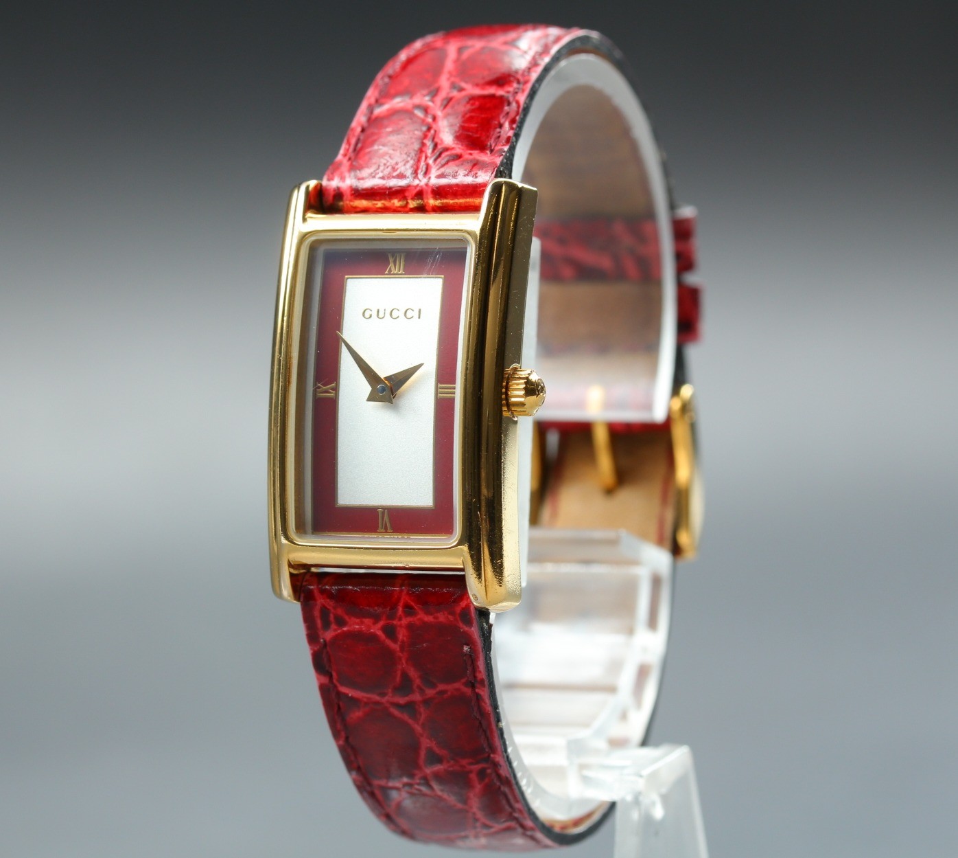 [Near MINT] Vintage Gucci 2600L 19mm Tank Red Gold Roman Quartz Women’s Watch